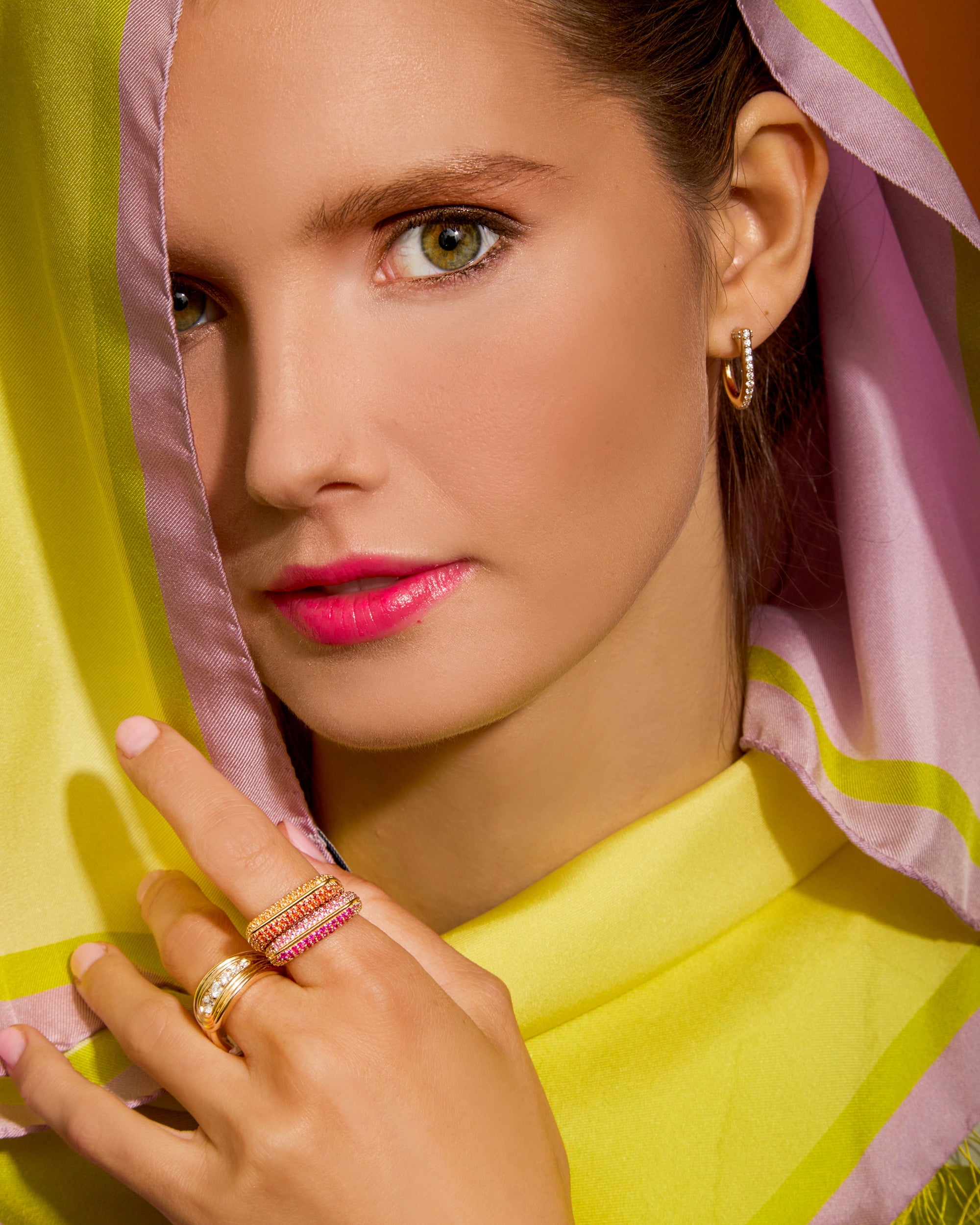 Pink Sapphire Found Rib Curve Band Ring