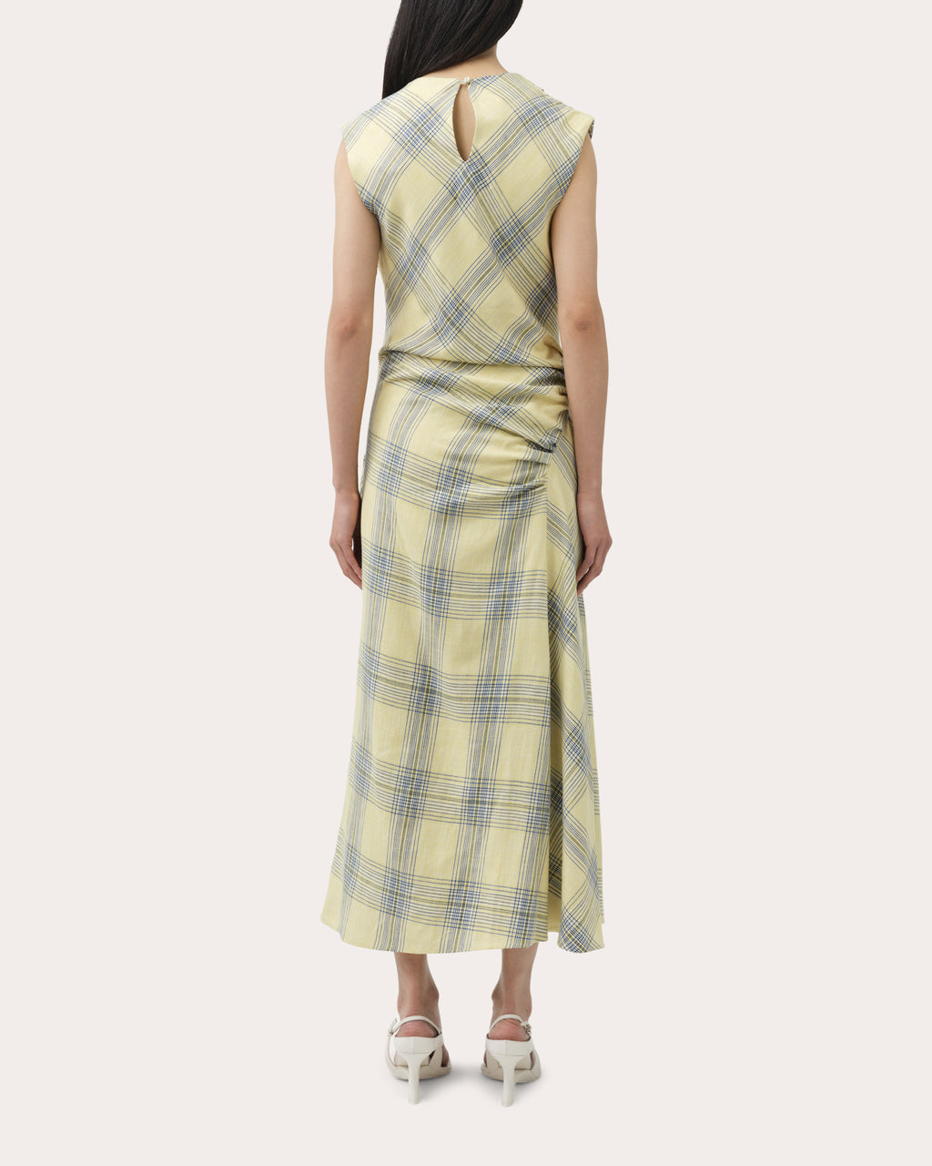 Burke Plaid Draped Midi Dress