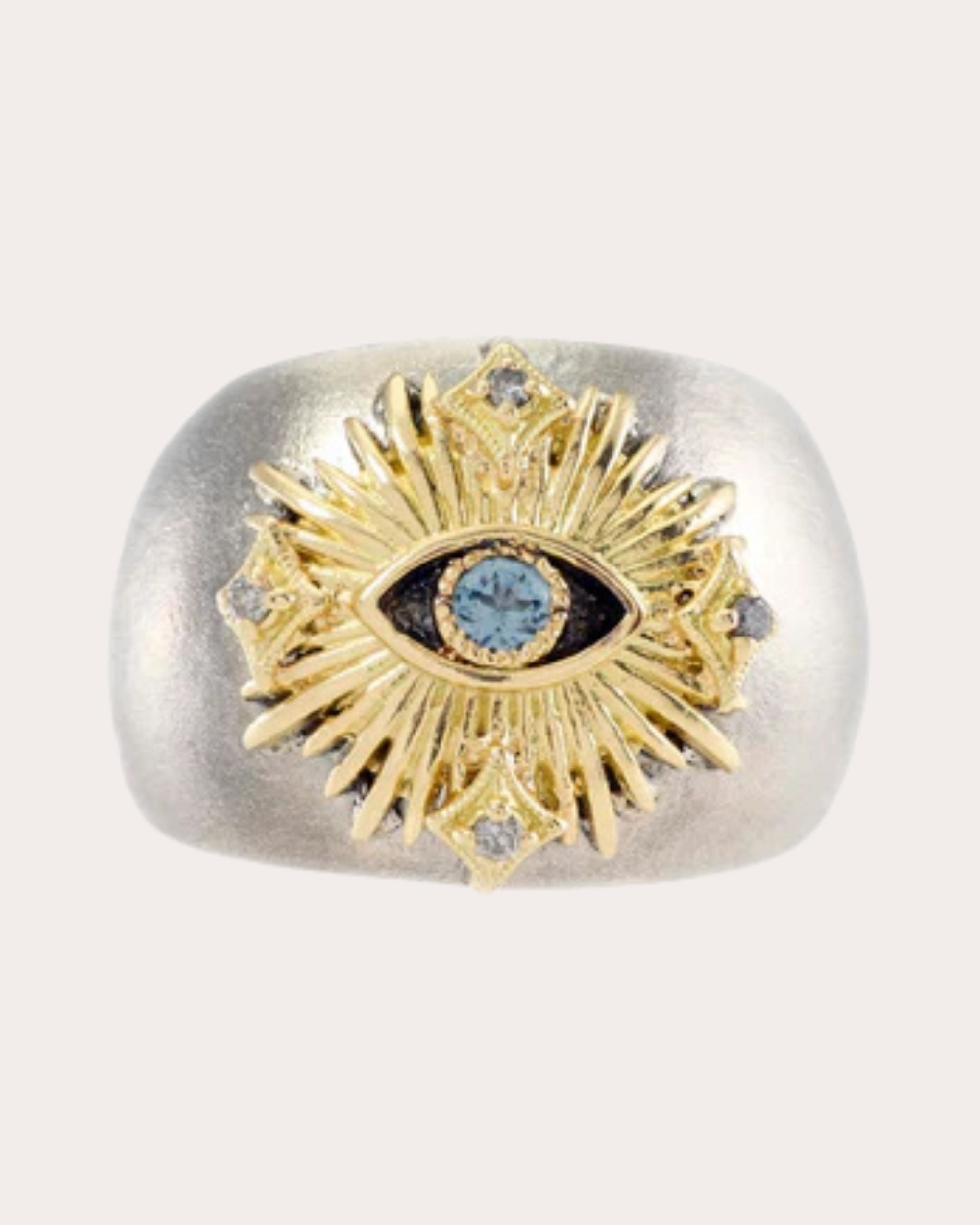 Spinel & Diamond Two-Tone Evil Eye Dome Ring