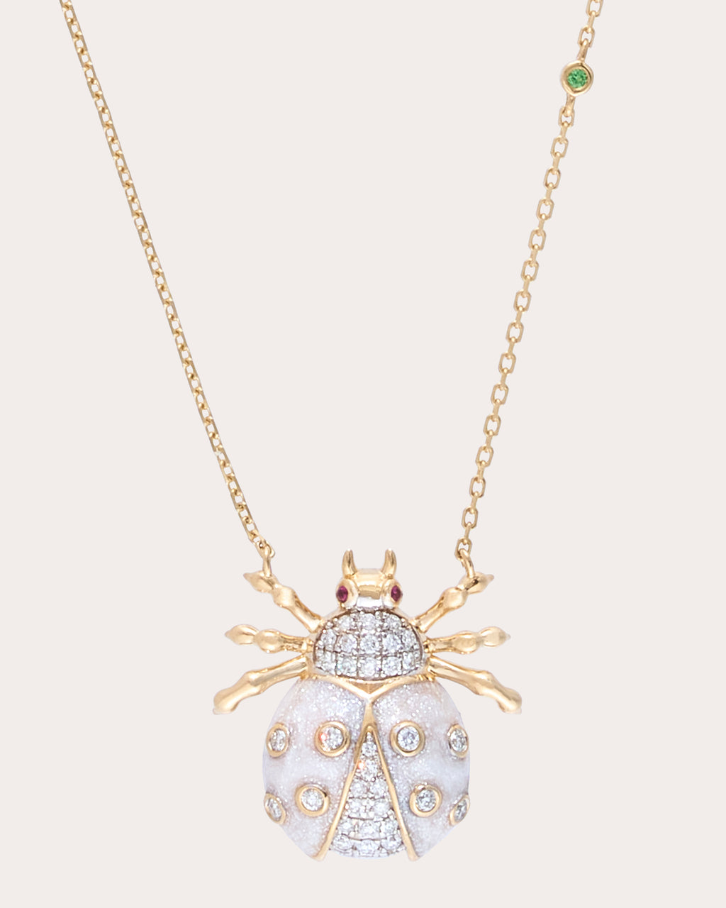 Diamond & 18k Gold Royal Ladybug Pendant Necklace