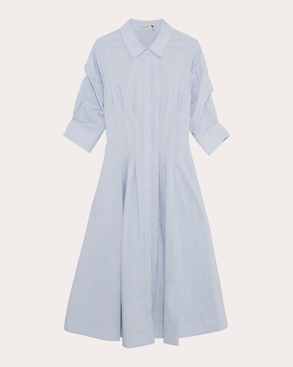 Jazz Pleated Poplin Midi Shirt Dress