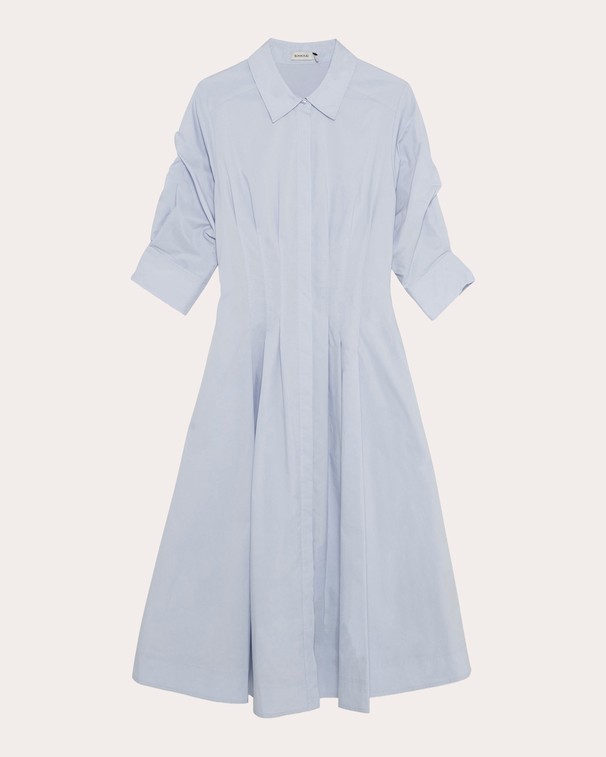 Jazz Pleated Poplin Midi Shirt Dress