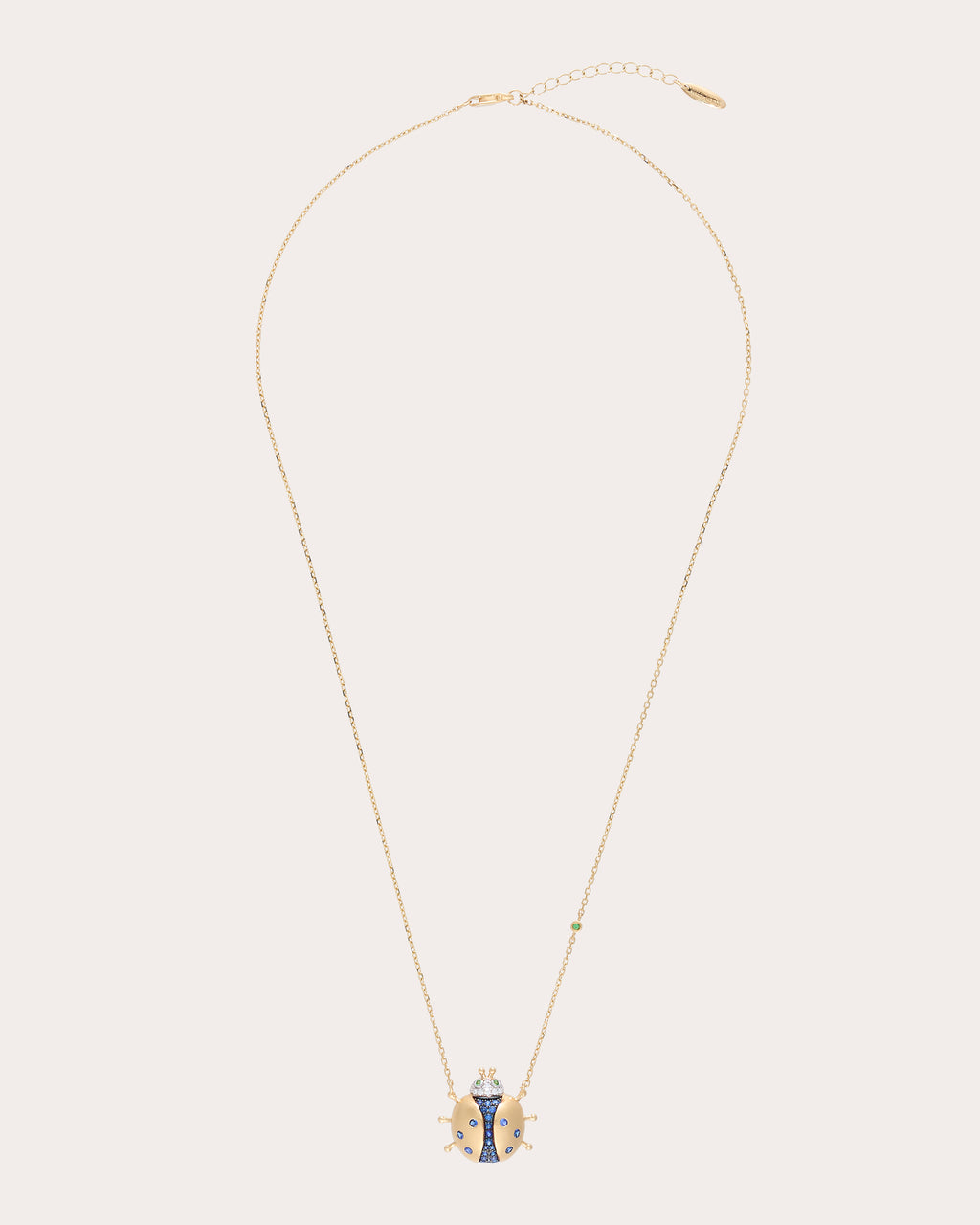 Sapphire Vegetal Fauna Ladybug Pendant Necklace