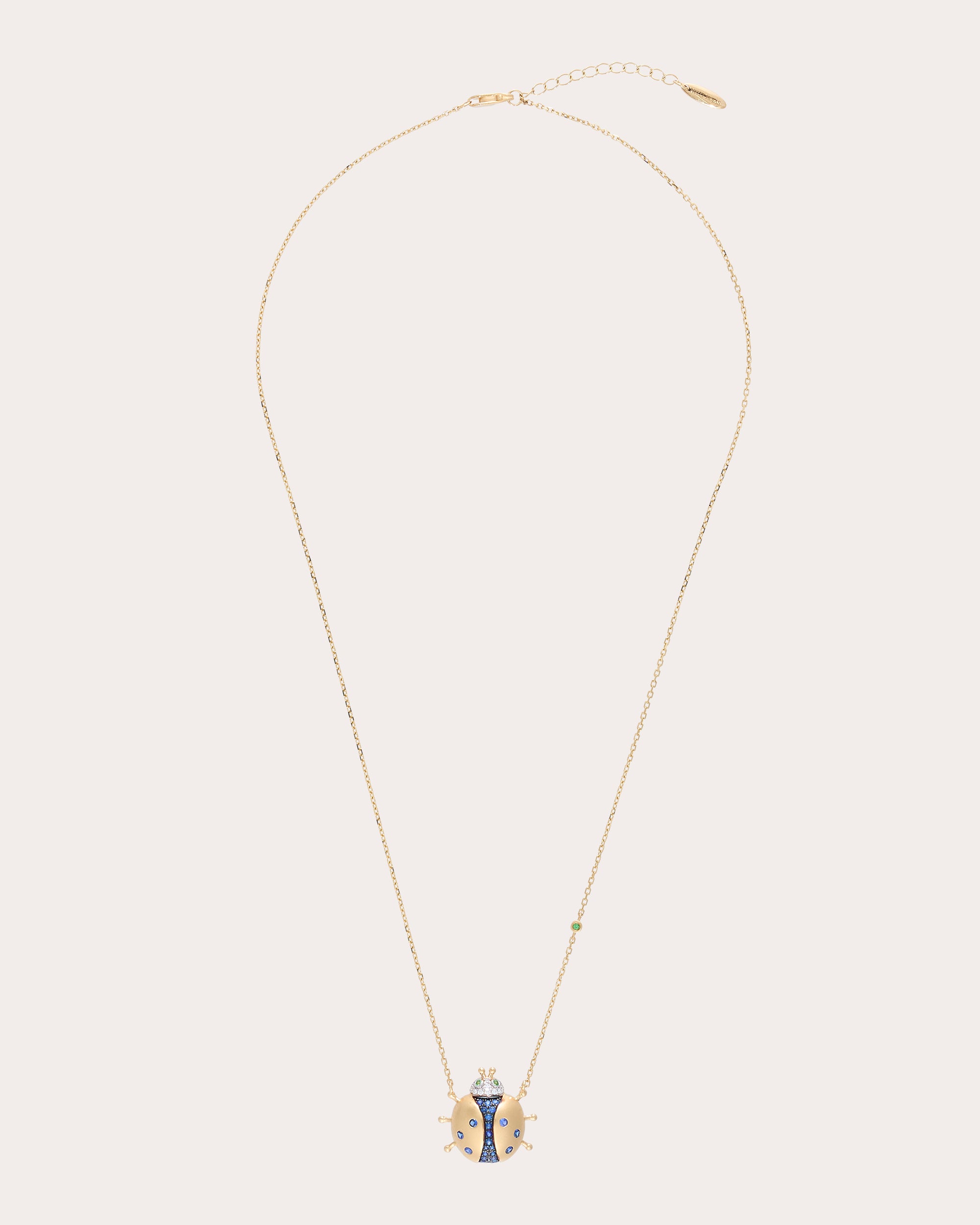Sapphire Vegetal Fauna Ladybug Pendant Necklace