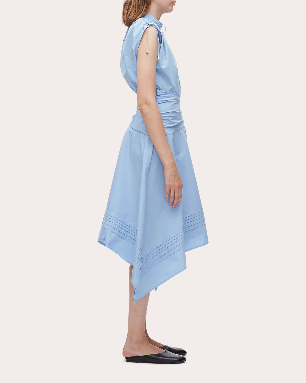 Cotton Poplin Ruched Handkerchief Dress