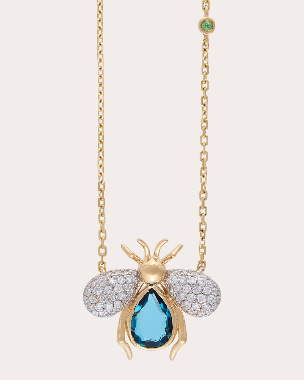 Diamond & Blue Topaz Abeja Real Pendant Necklace