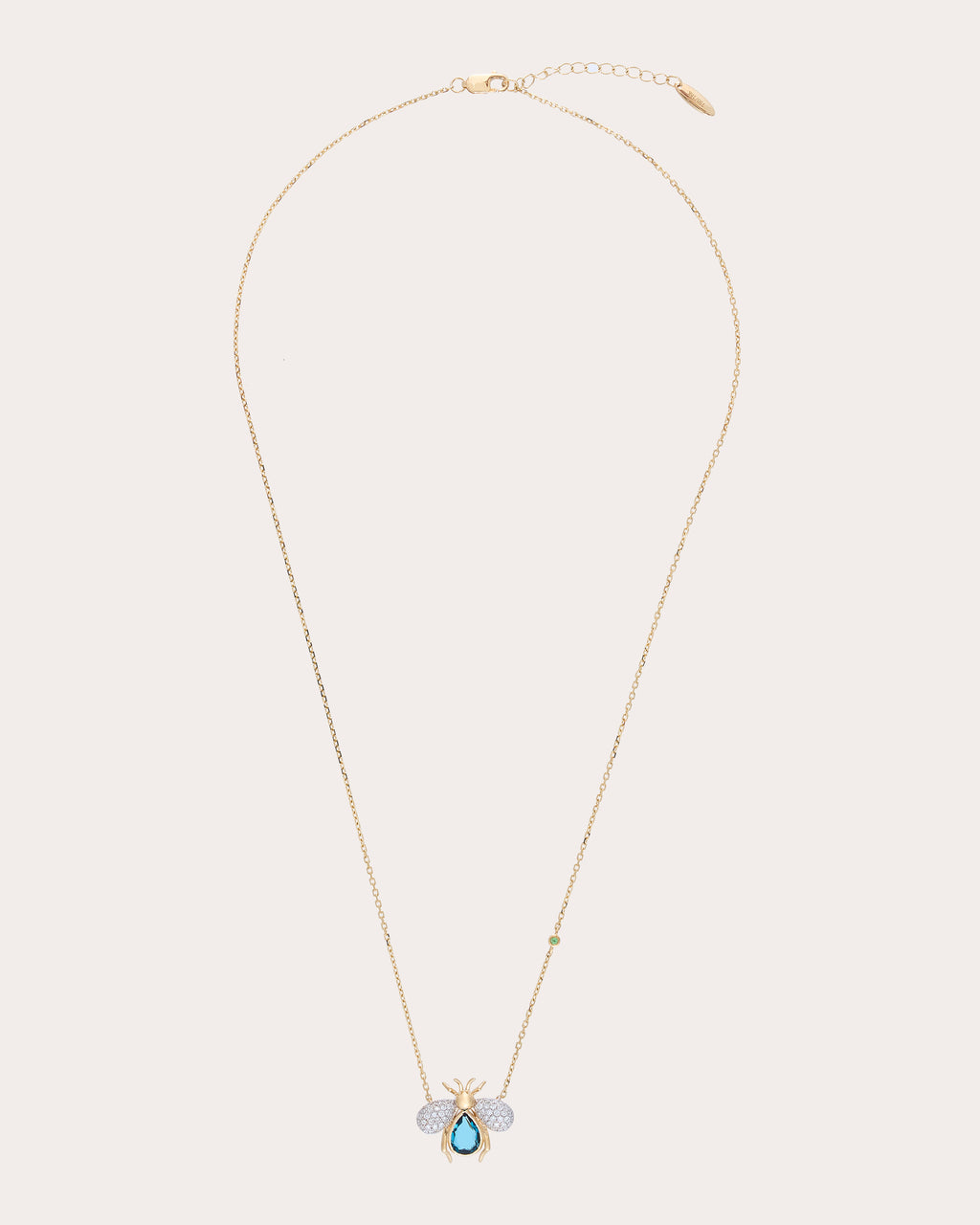 Diamond & Blue Topaz Abeja Real Pendant Necklace