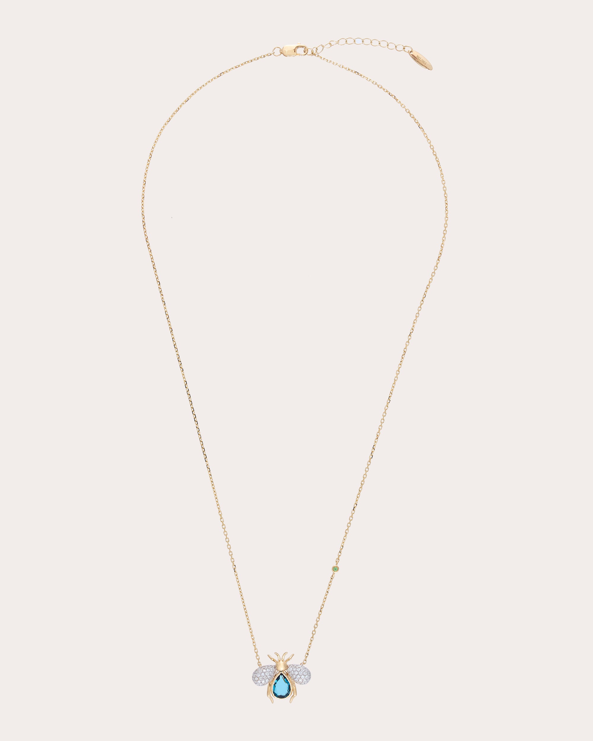 Diamond & Blue Topaz Abeja Real Pendant Necklace
