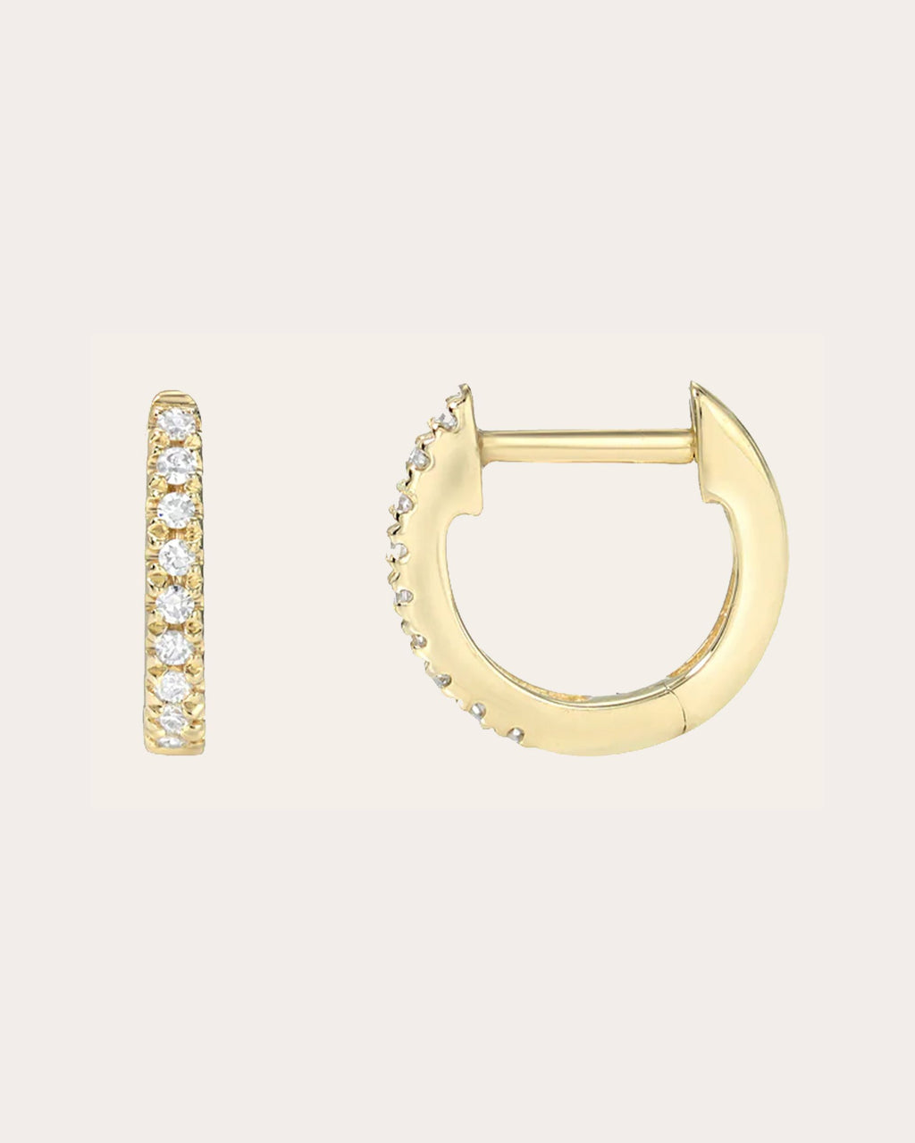 Diamond & 14k Gold Mini Hoop Earrings