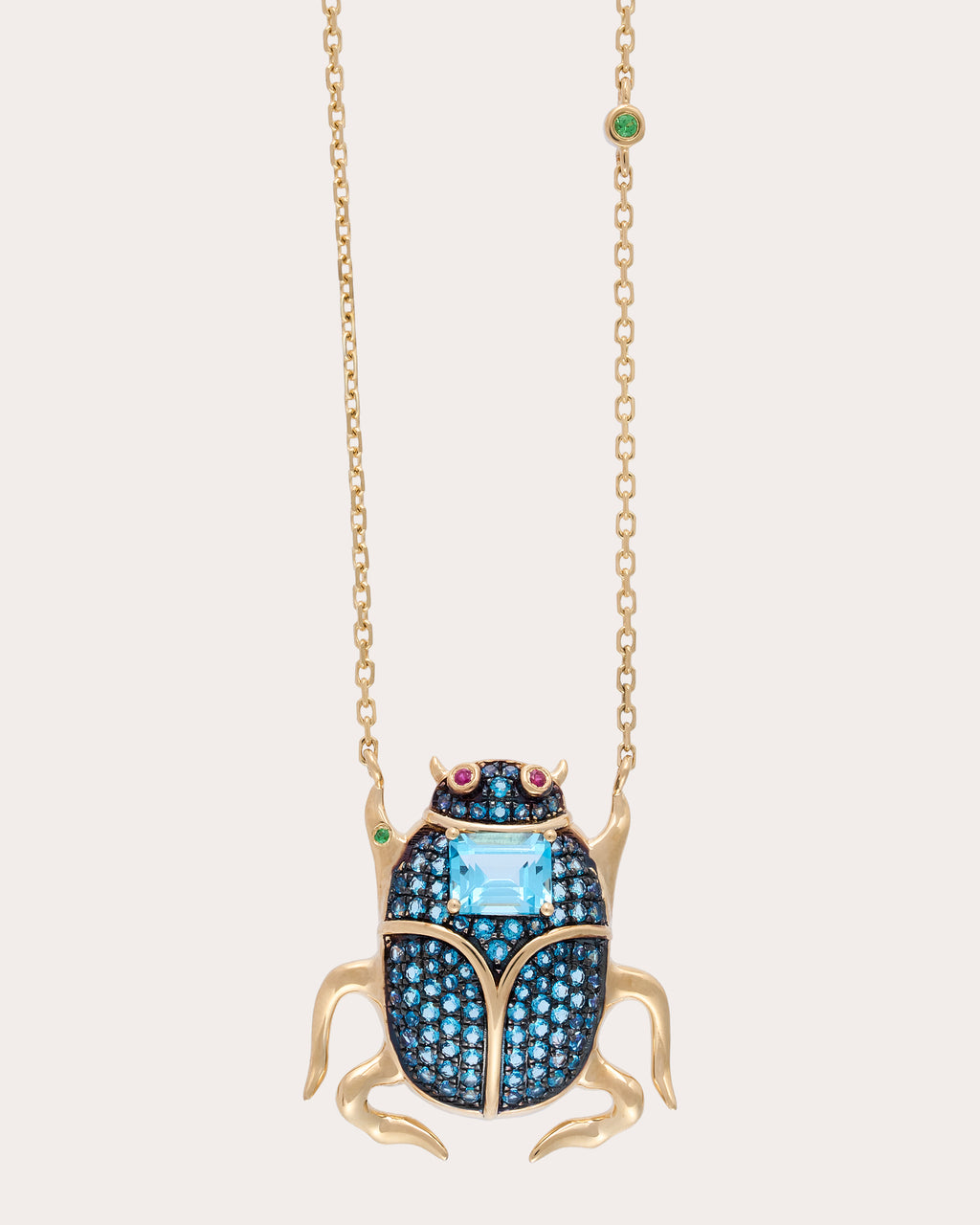 Blue Topaz Delirio Beetle Pendant Necklace