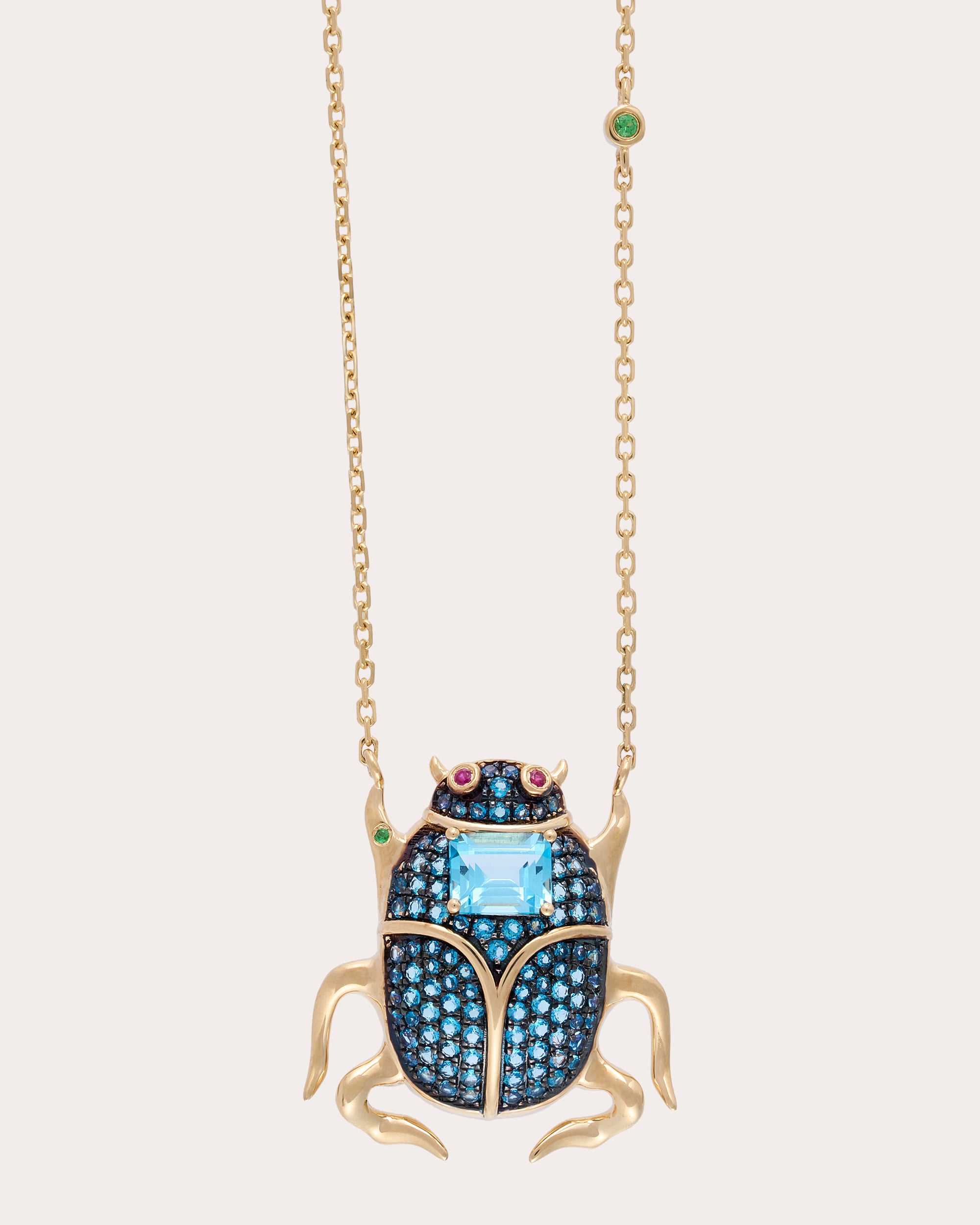 Blue Topaz Delirio Beetle Pendant Necklace
