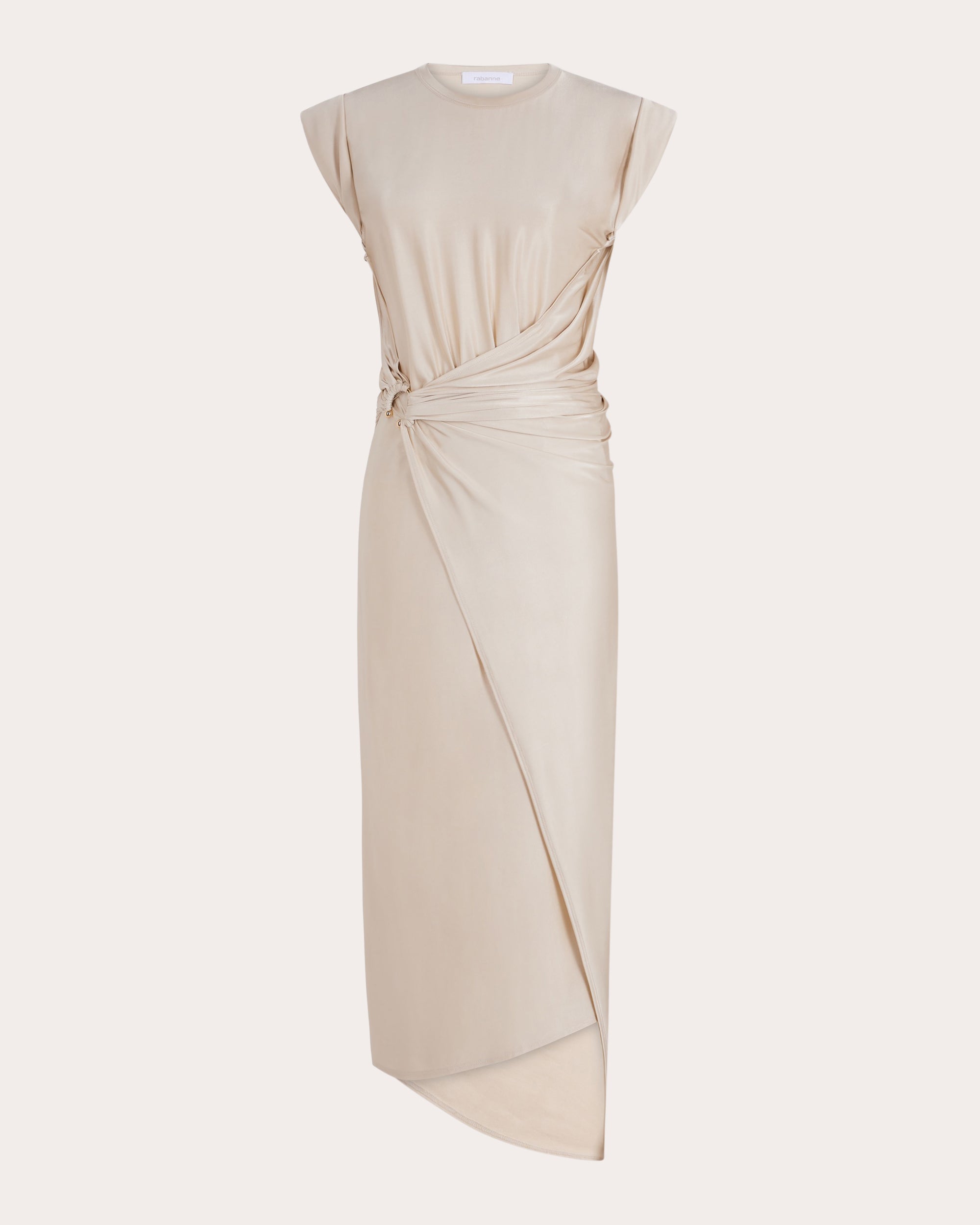Jersey Hardware Draped Asymmetric Midi Dress