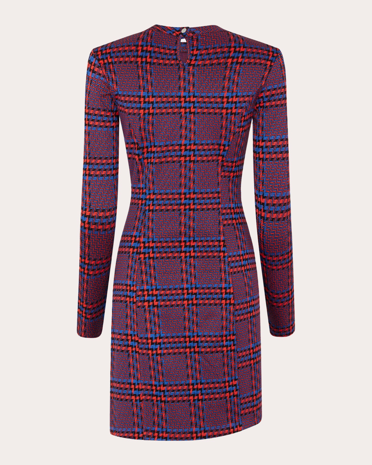Plaid Crepe Gathered Button Mini Dress