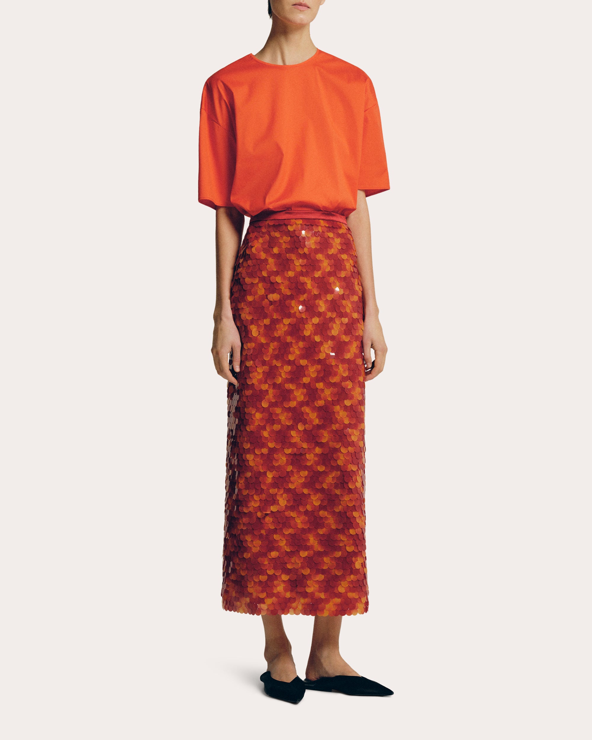 Sequin Paillette Midi Skirt