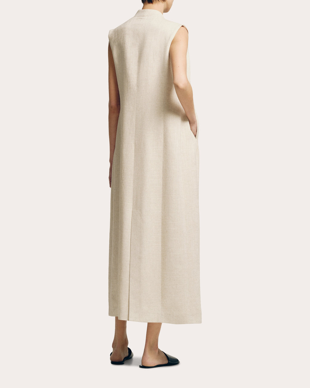 Linen Shawl Collar Long Vest