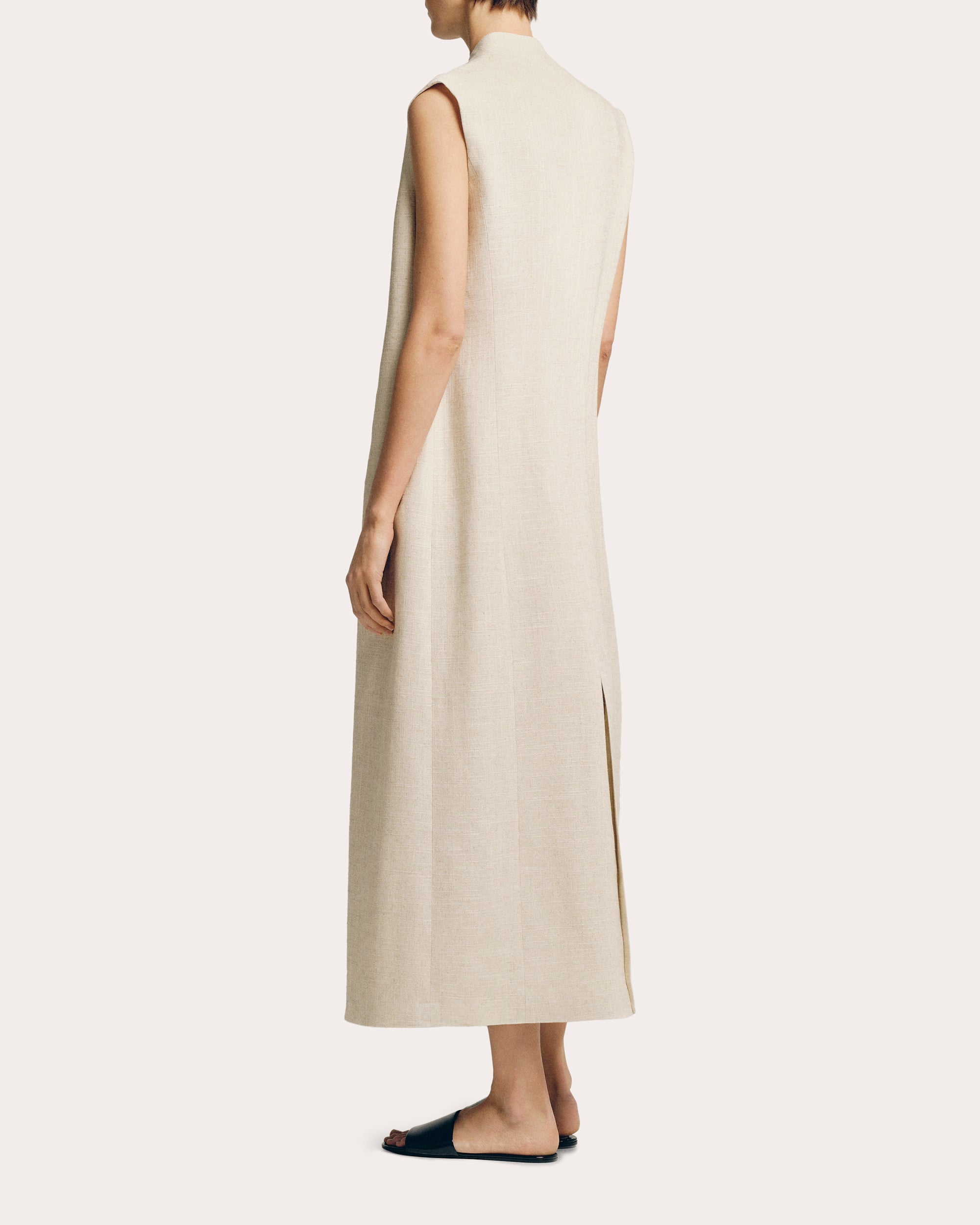 Linen Shawl Collar Long Vest
