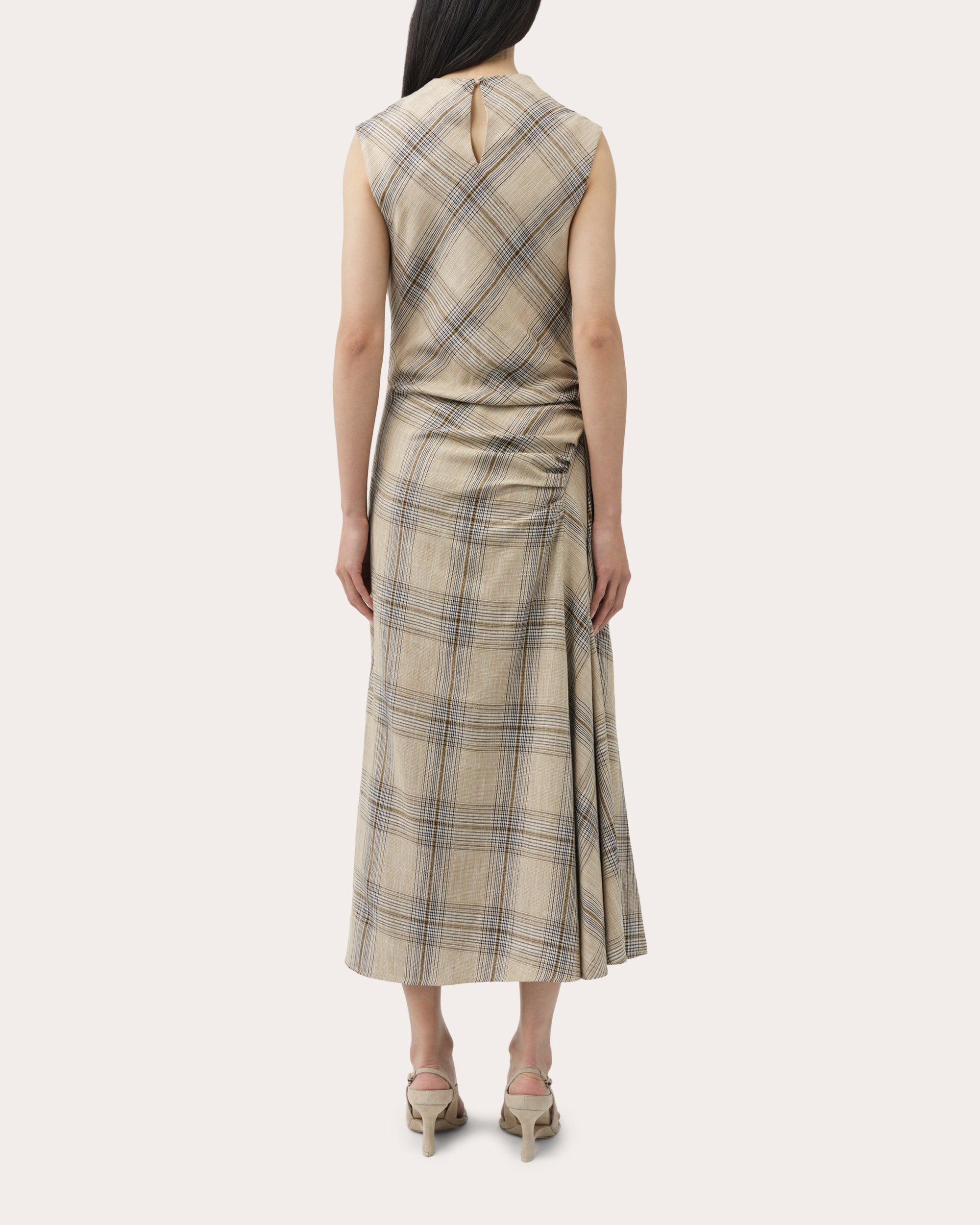 Burke Plaid Draped Midi Dress