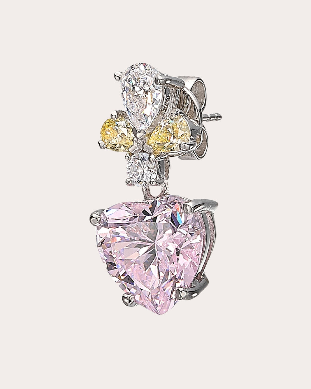 Rose & Canary Diamond Candy Cupid Heart Drop Earrings