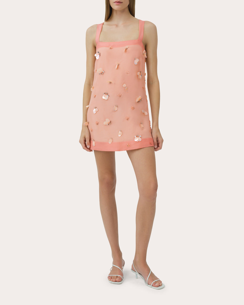 Sumi Embellished Organza Mini Shift Dress
