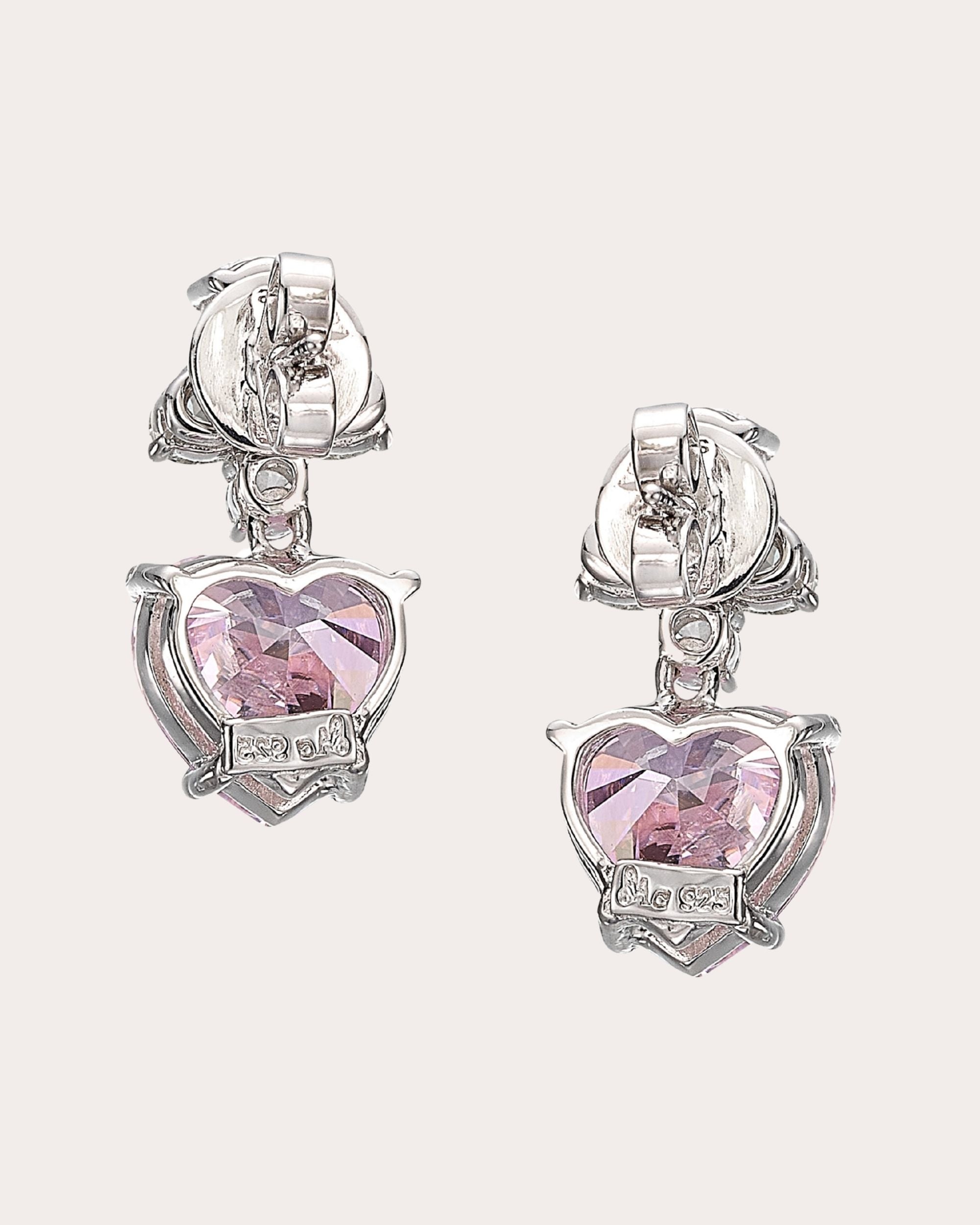Rose & Canary Diamond Candy Cupid Heart Drop Earrings