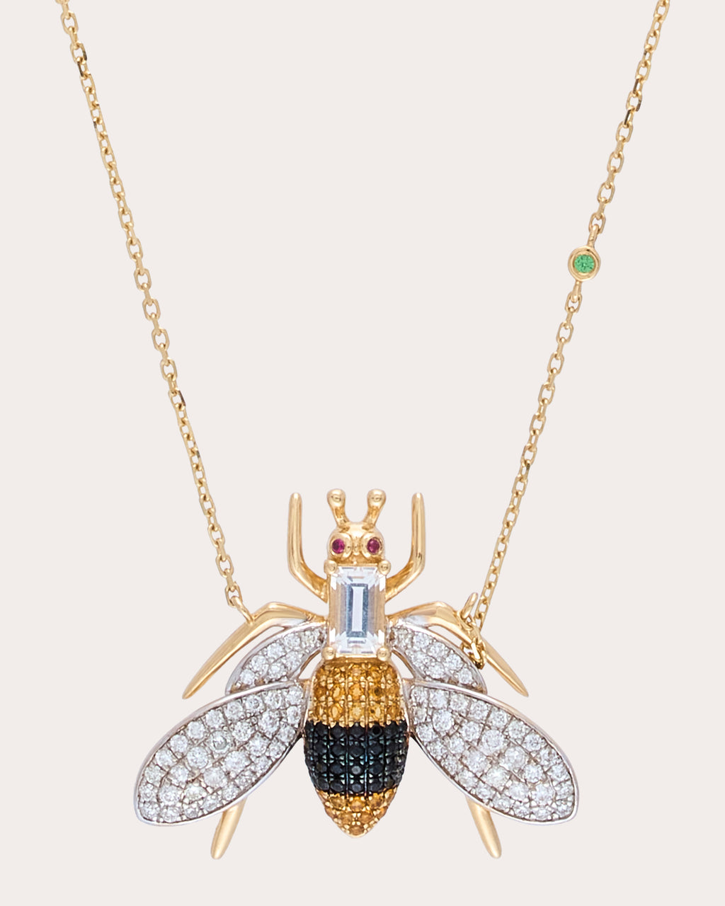 Yellow Topaz & Onyx Véspula Pendant Necklace