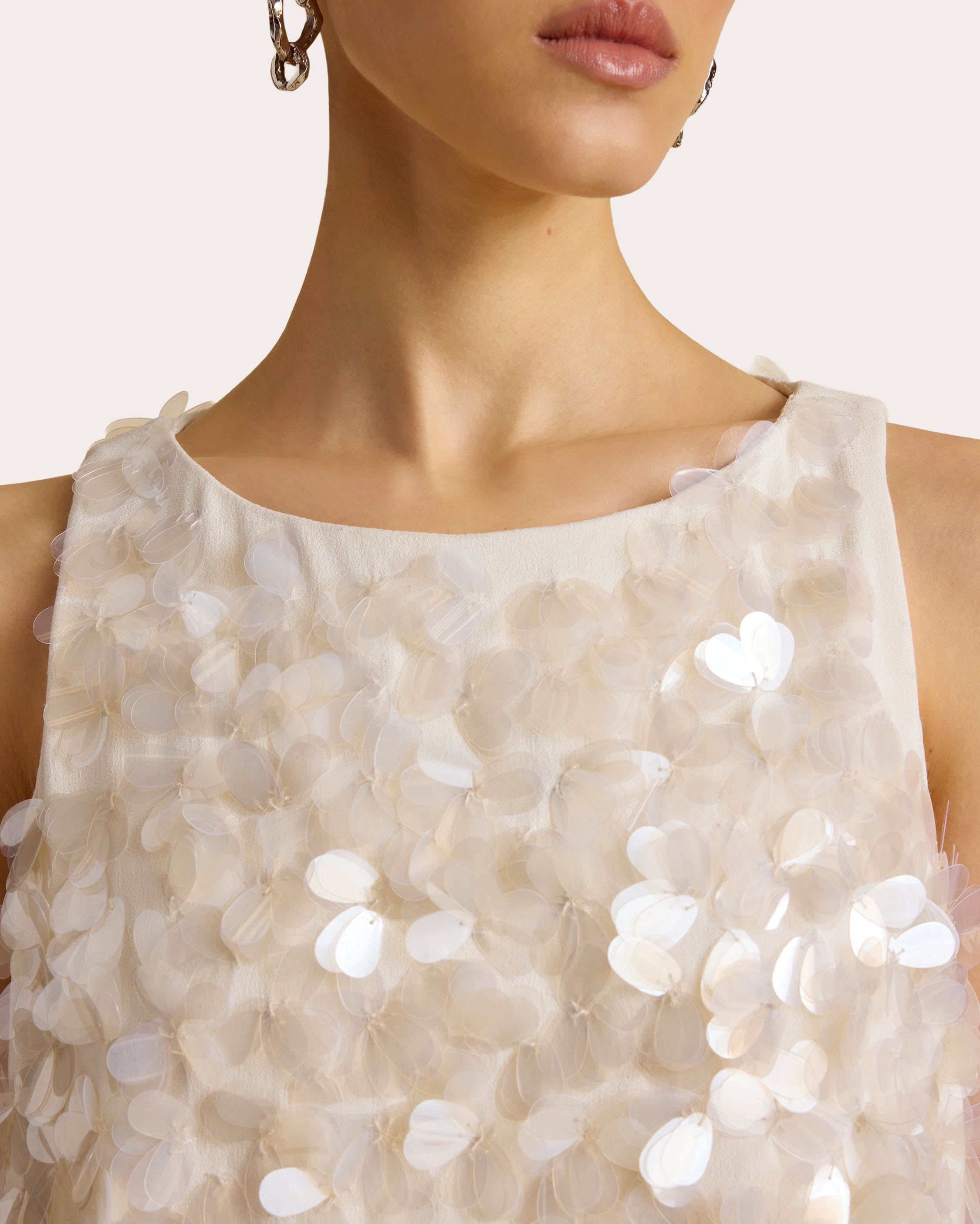 Sequin Paillette Crepe Bias Column Dress
