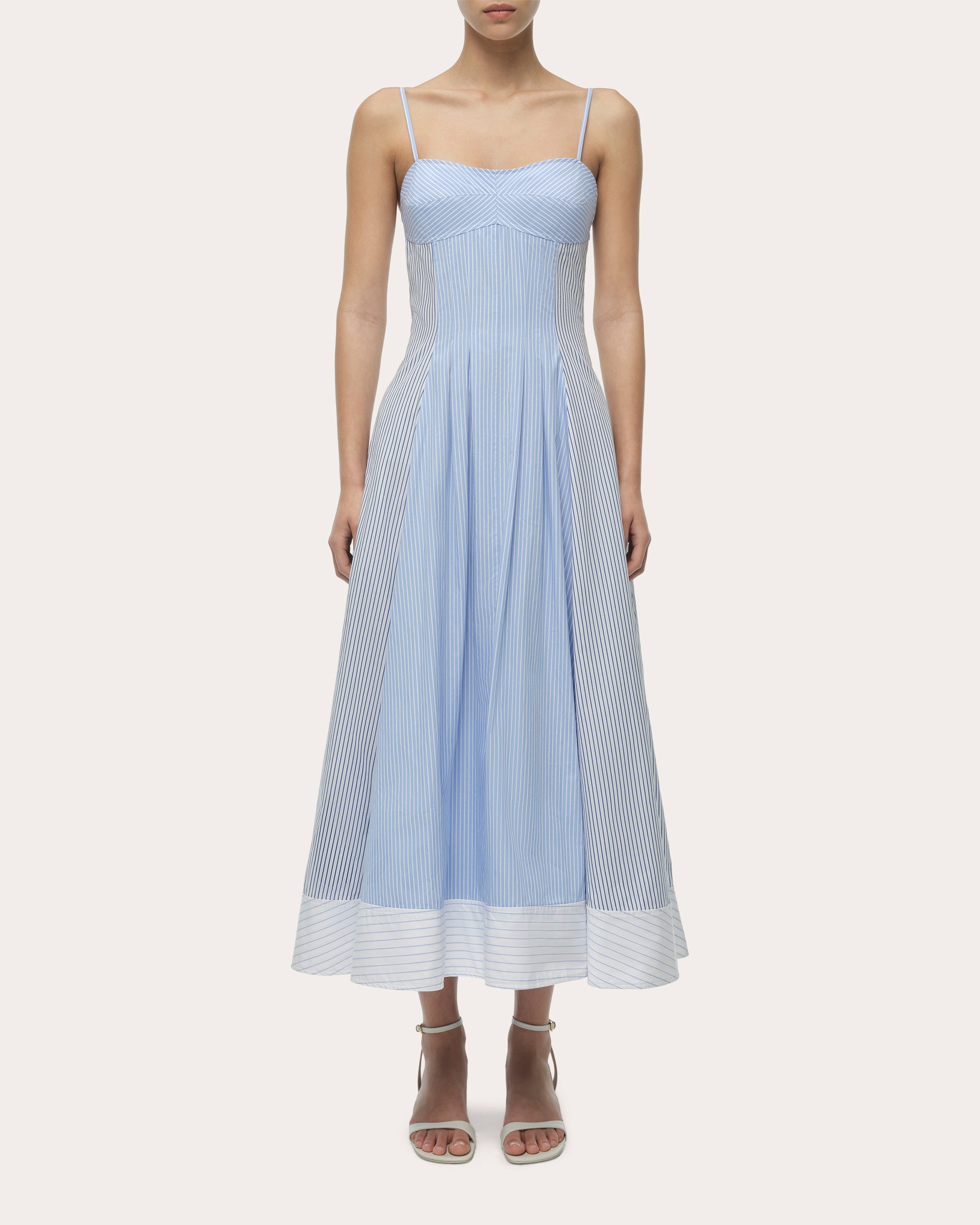 Chamberlain Cotton Stripe Pleated Midi Dress