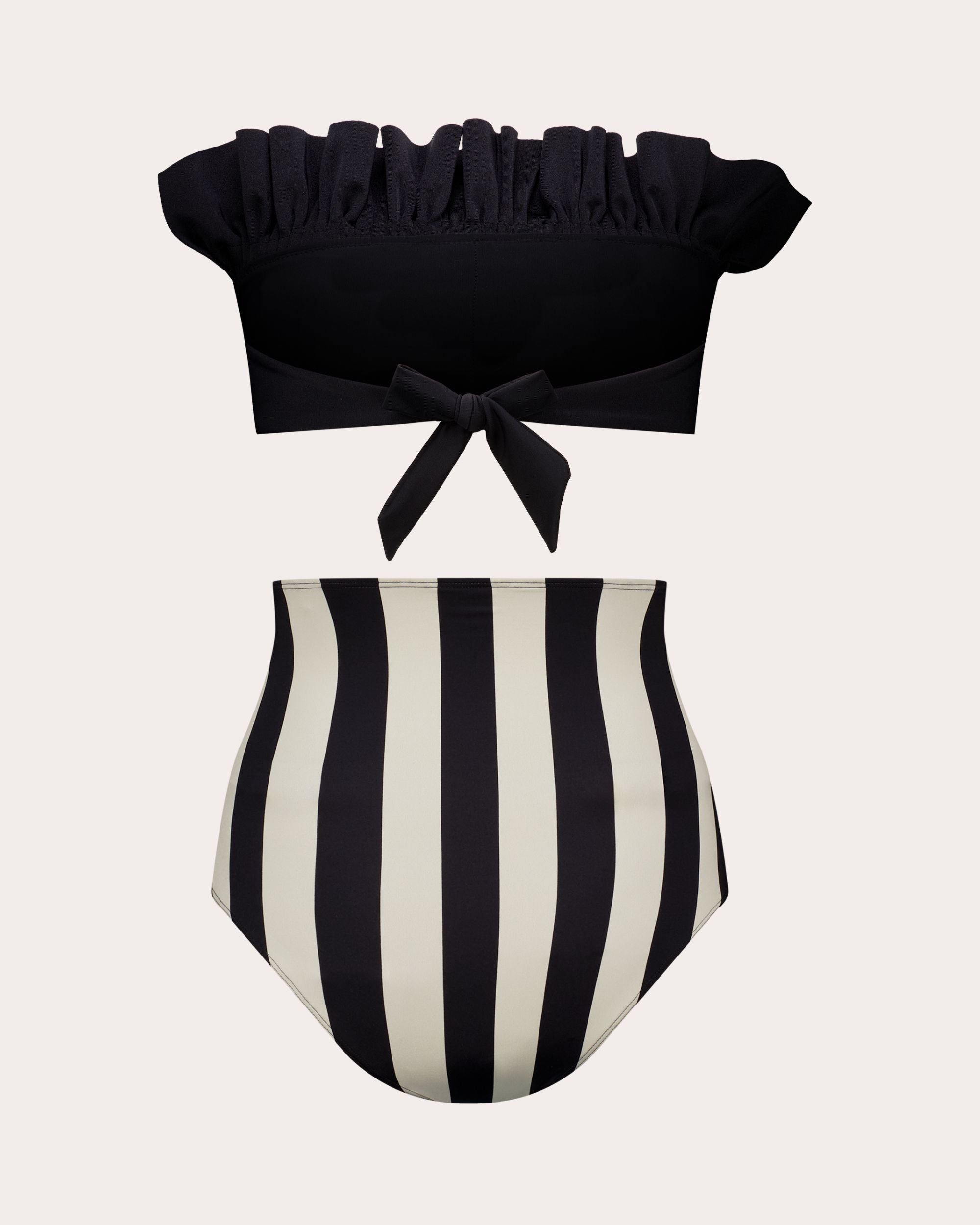 Ara Stripe High-Waist Bikini Bottoms