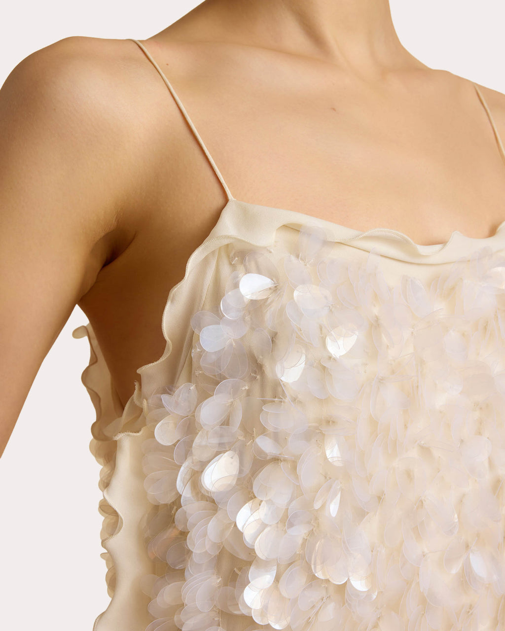 Sequin Paillette Silk Crepe de Chine Camisole