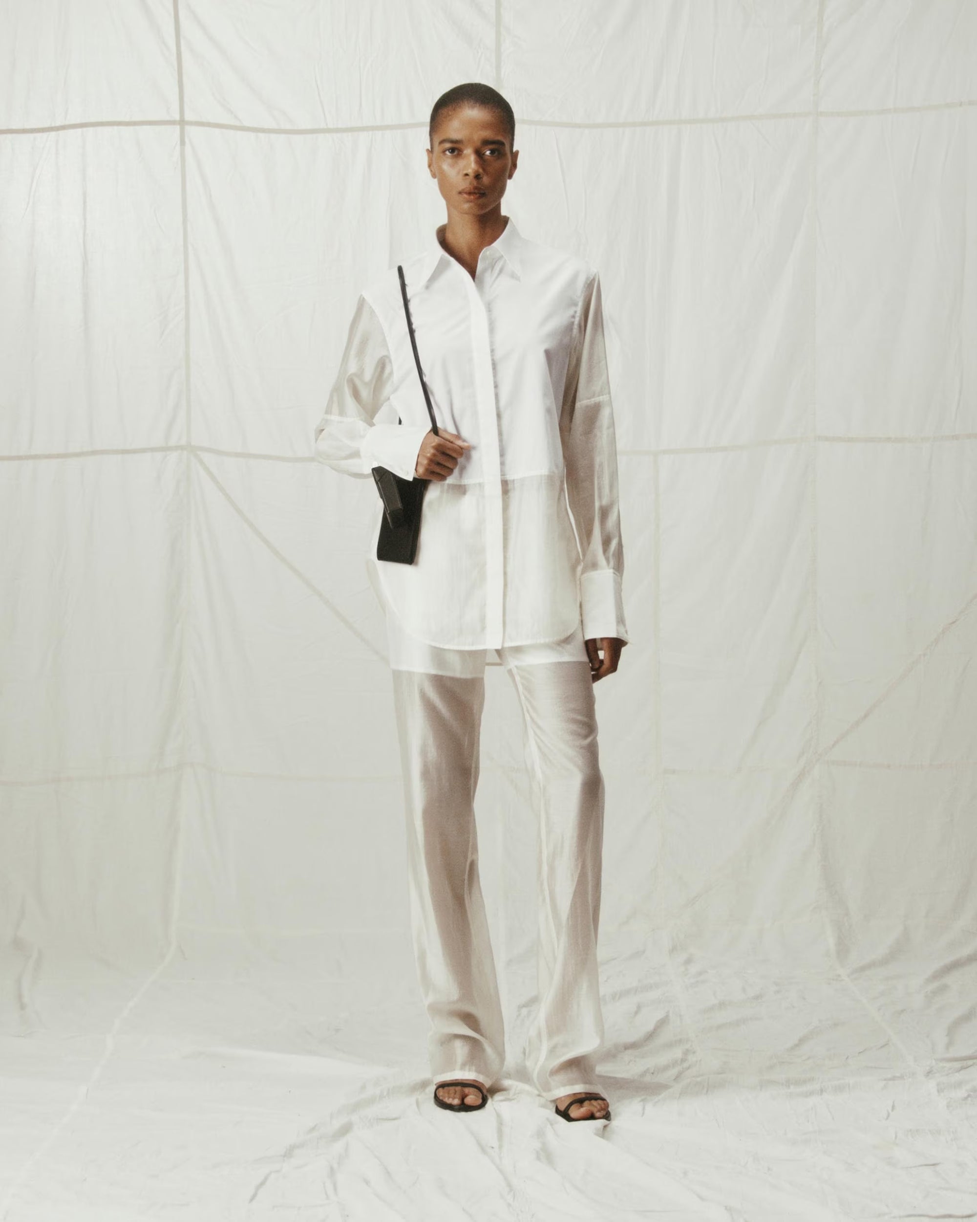 Sheer Voile Bootcut Trousers