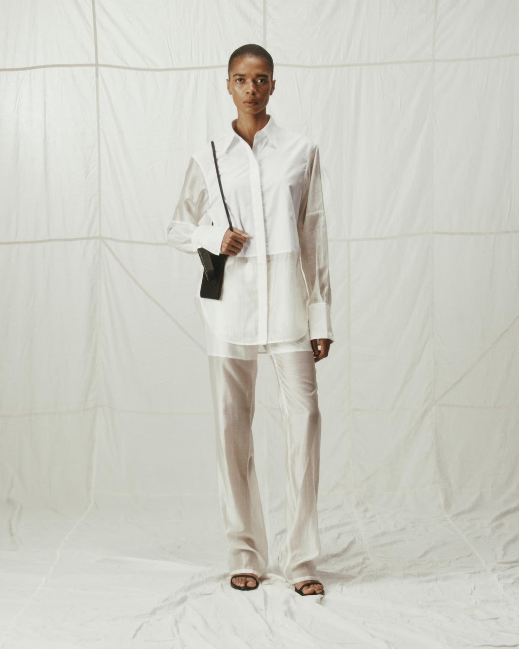 Cotton Poplin Voile Combo Button-Up