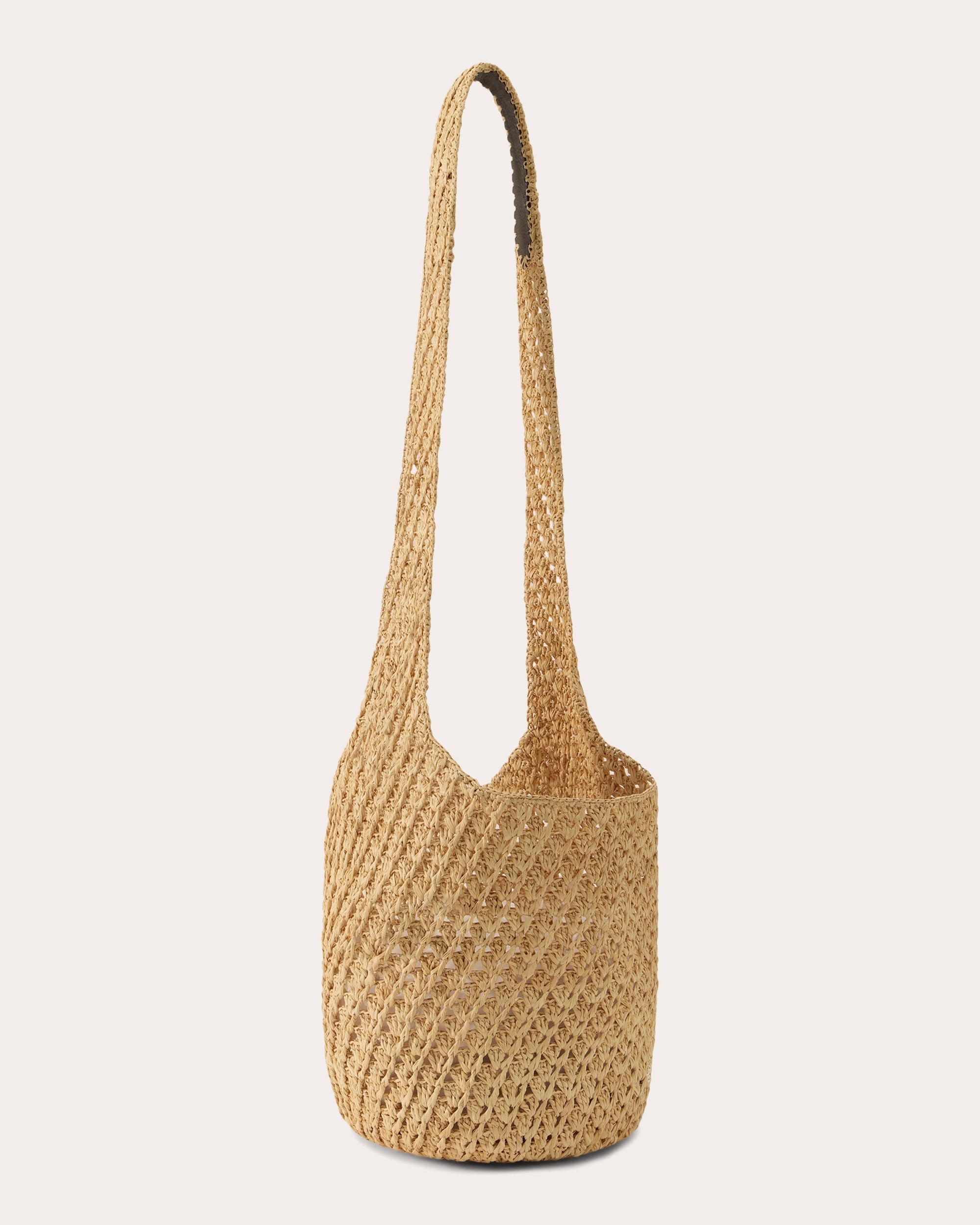 Lani Crocheted Raffia Small Drawstring Sac Bag