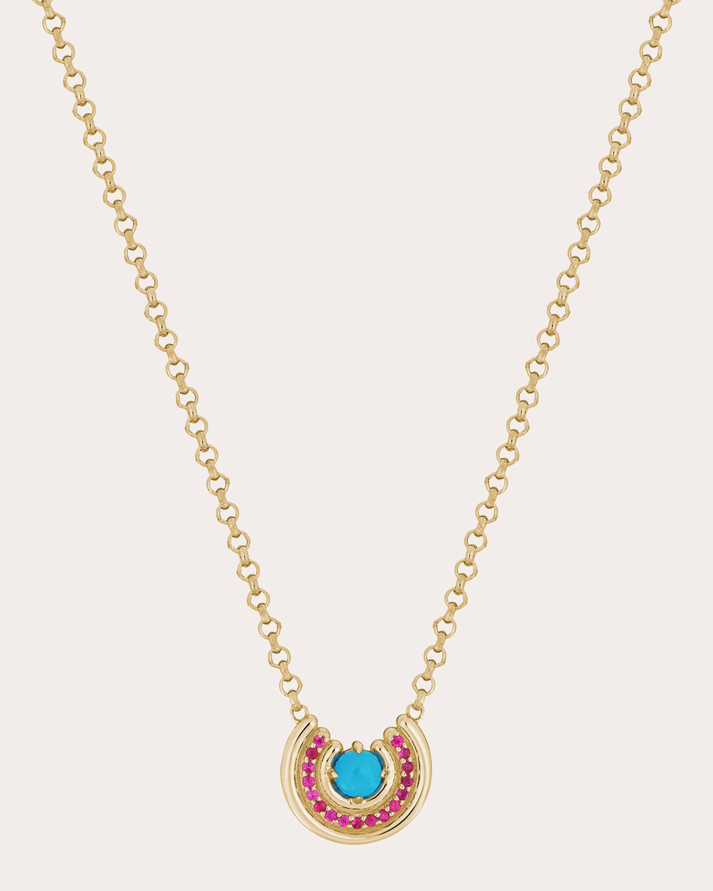 Turquoise & Pink Sapphire Revival Row Necklace