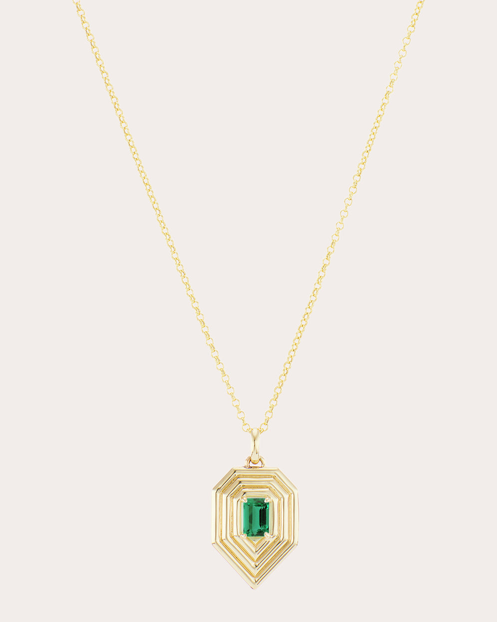 Emerald & 14k Gold Revival Teardrop Necklace