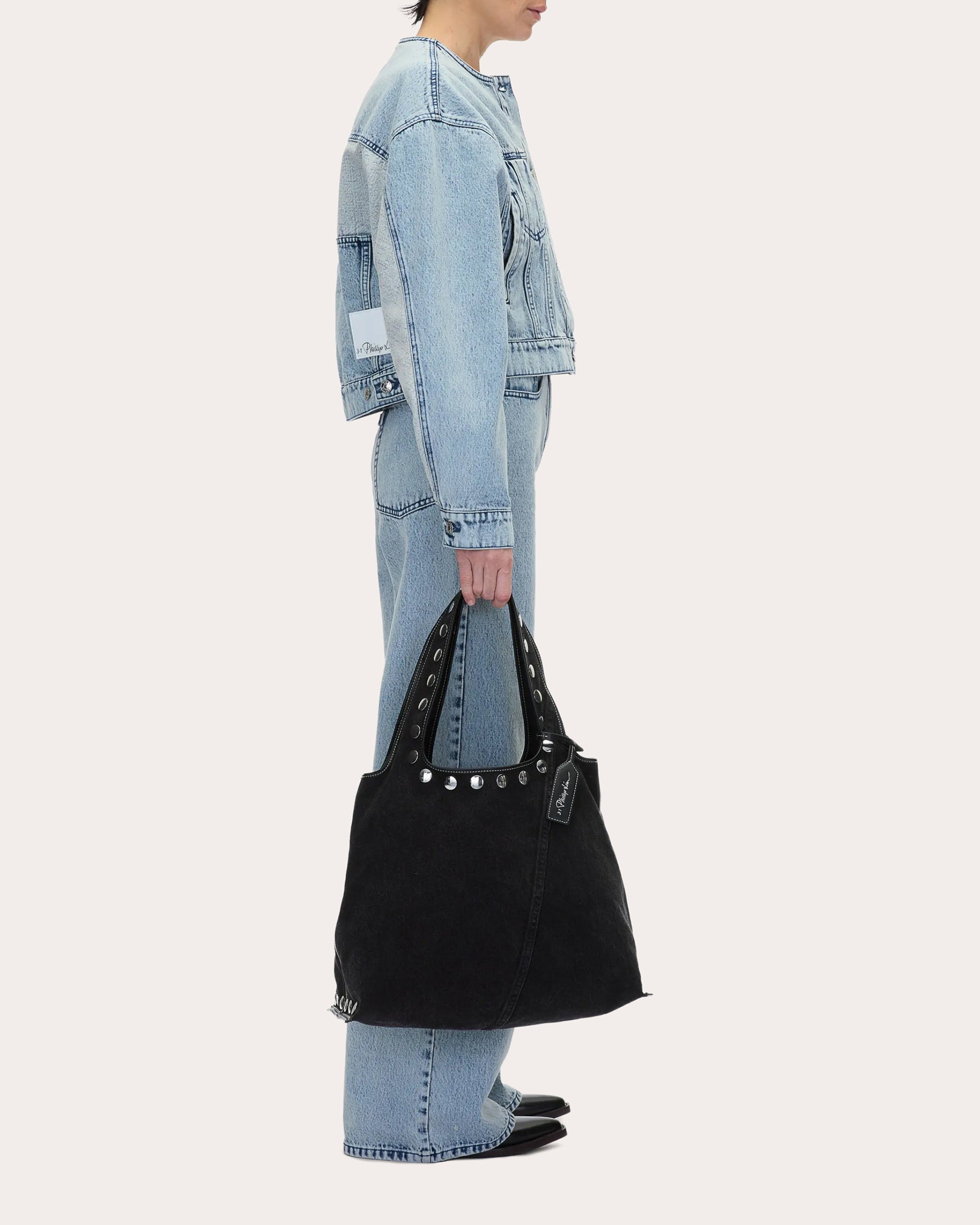 Market Studded Washed Denim Tote