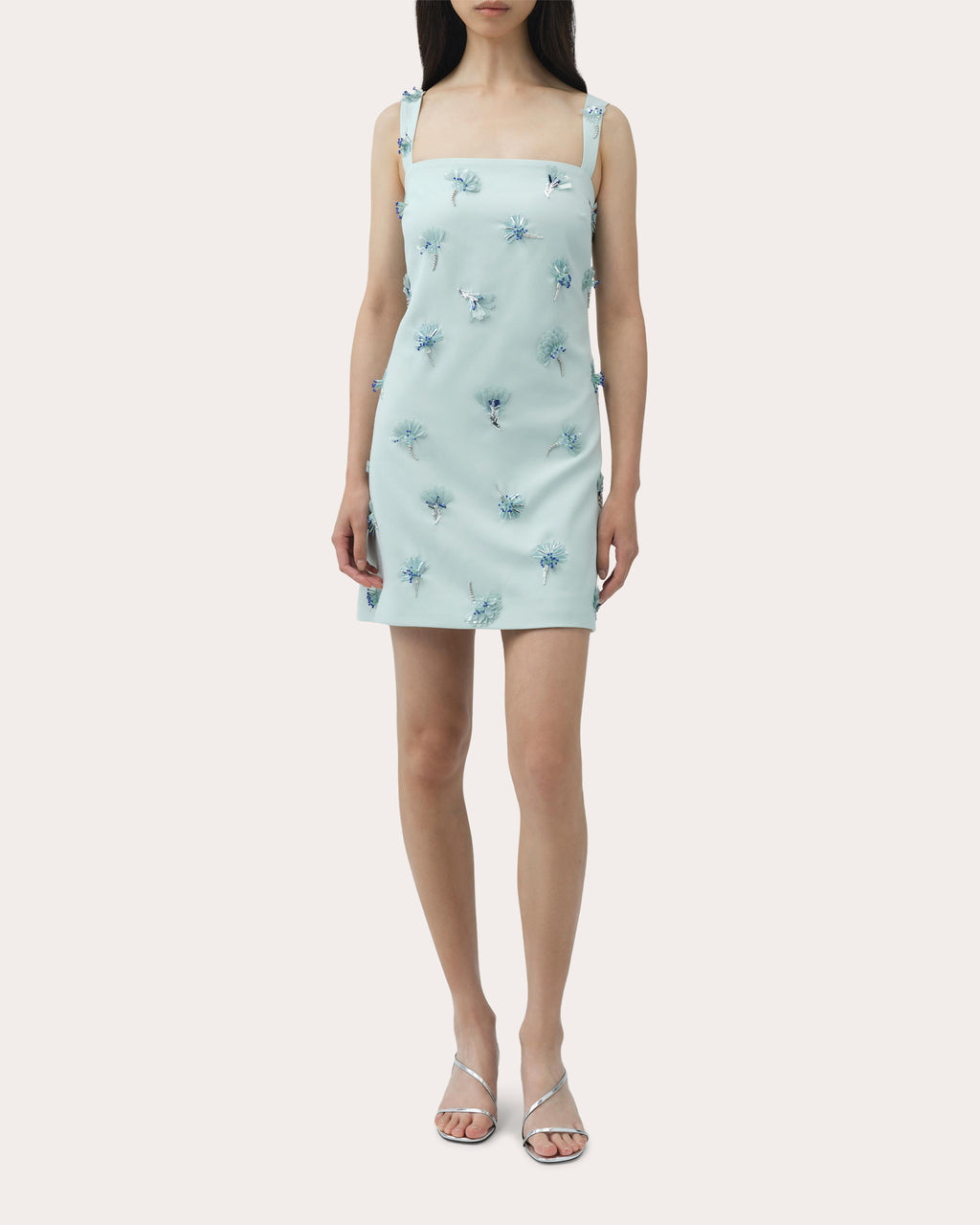 Ella Beaded Floral Paillette Crepe Mini Dress