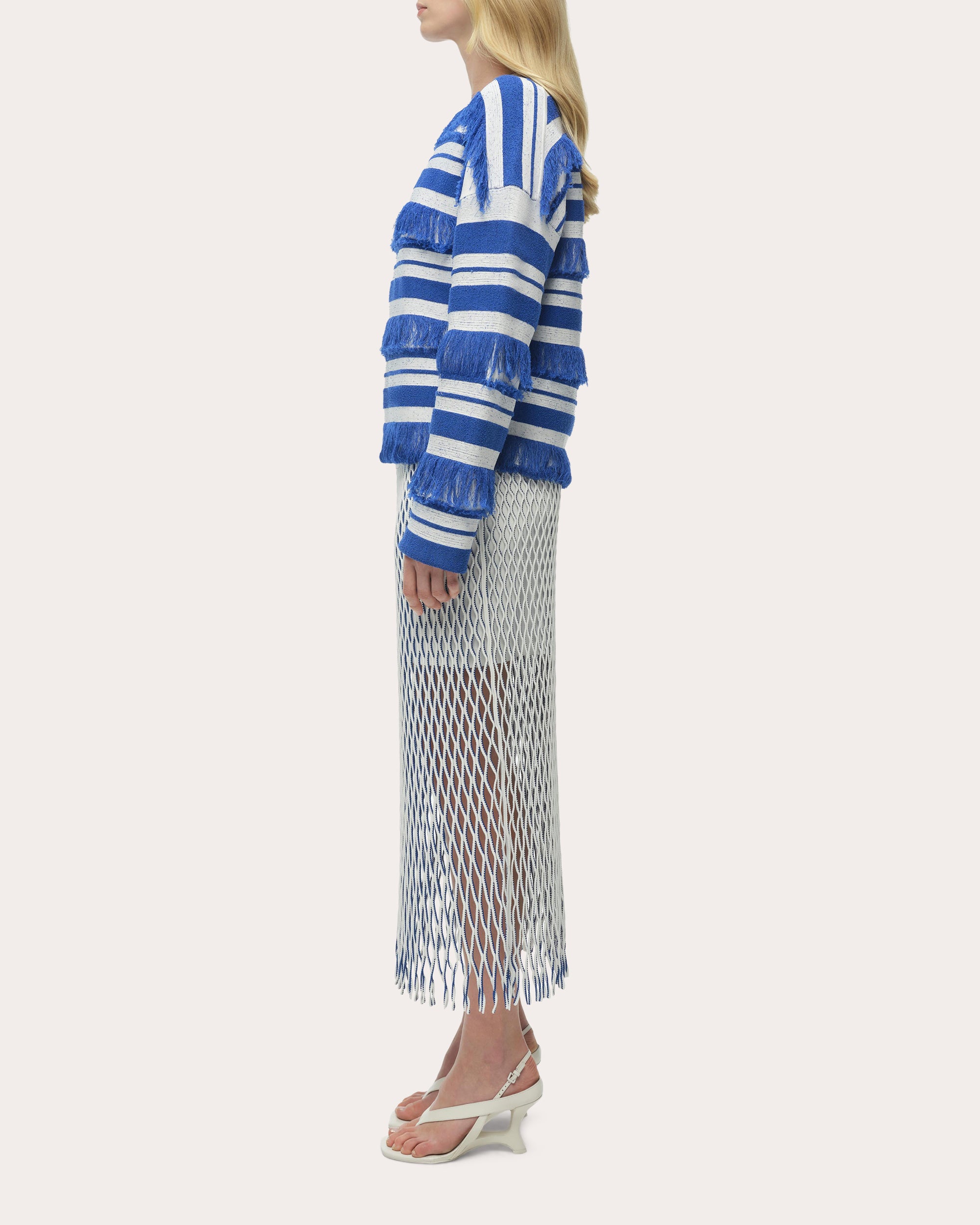 Carrick Stripe Fringe Crewneck Sweater