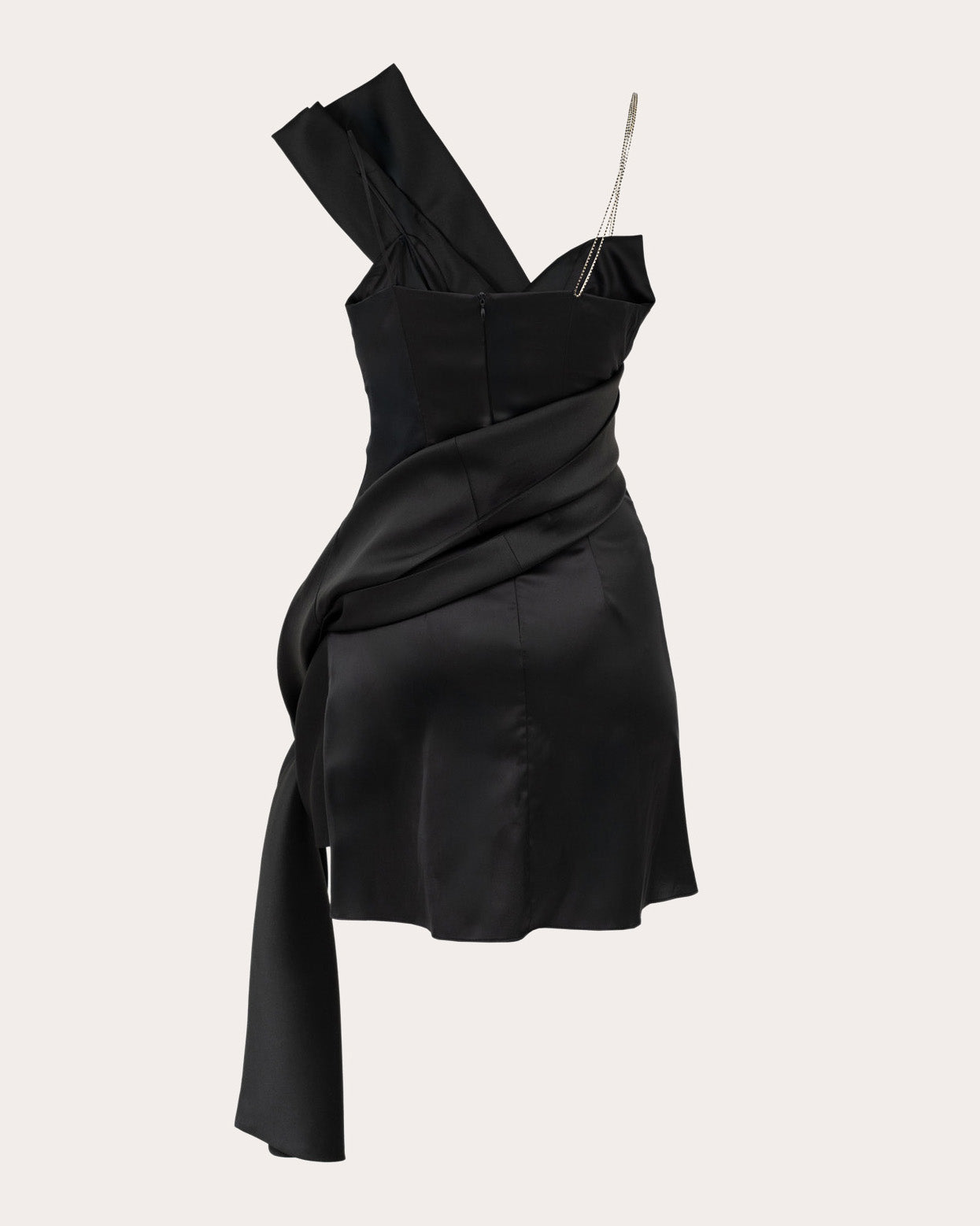 Janet Satin Draped Asymmetric Mini Dress
