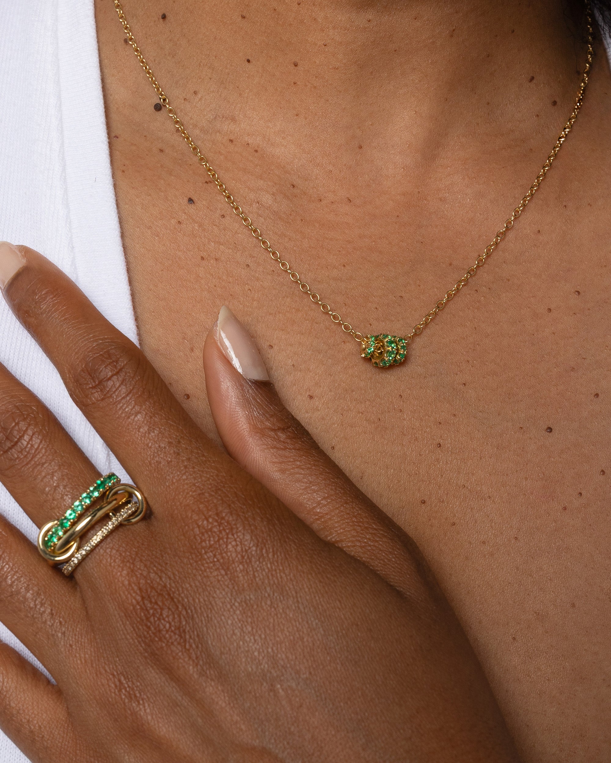 Emerald & Champagne Diamond 18k Gold Norah Ring