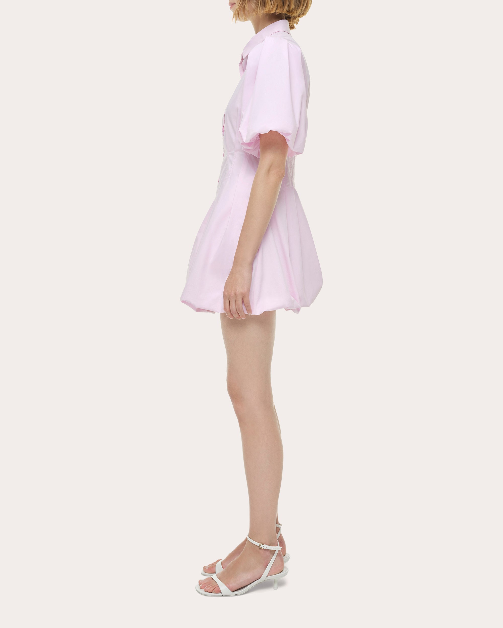 Cleo Poplin Puff-Sleeve Shirt Dress