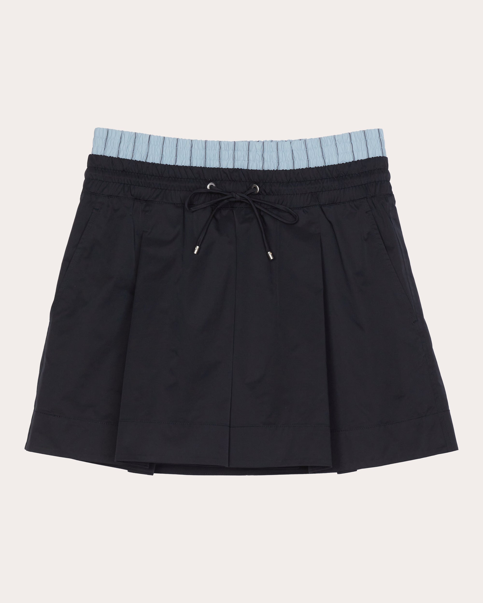 Ripstop Double-Waist Pleated Mini Skirt