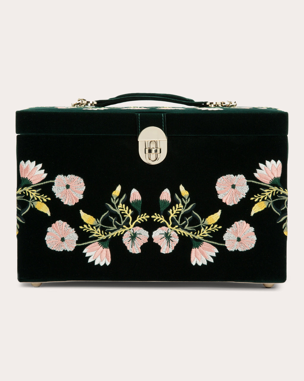 Zoe Embroidered Velvet Large Jewelry Box
