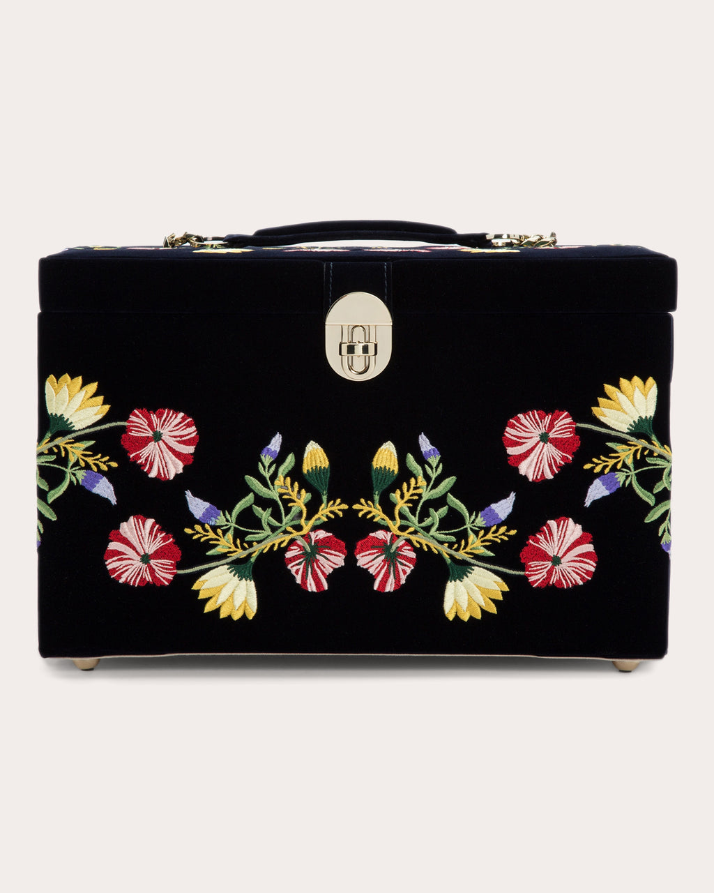 Zoe Embroidered Velvet Large Jewelry Box