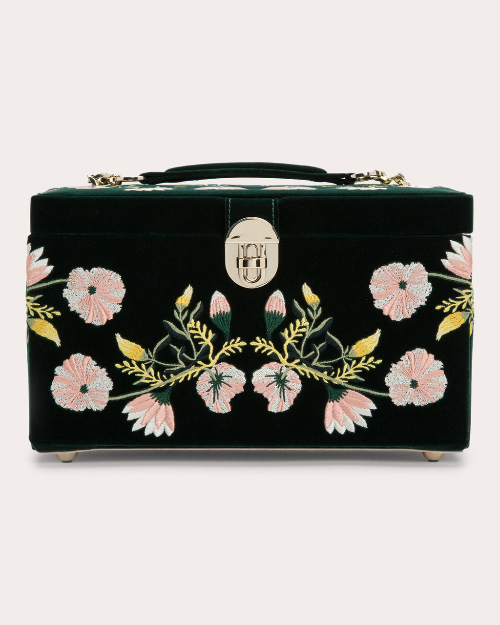 Zoe Embroidered Velvet Medium Jewelry Box