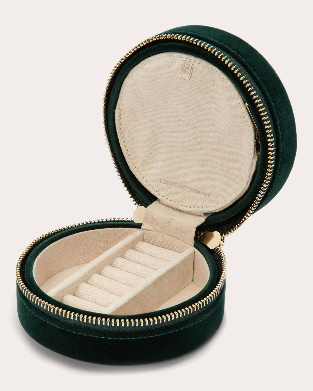 Zoe Embroidered Velvet Round Travel Case