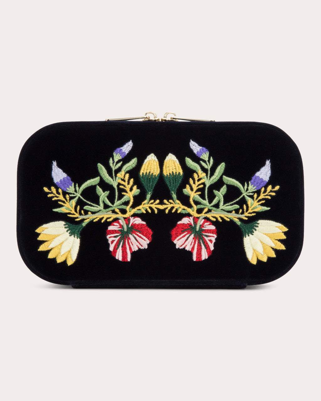 Zoe Embroidered Velvet Travel Zip Case