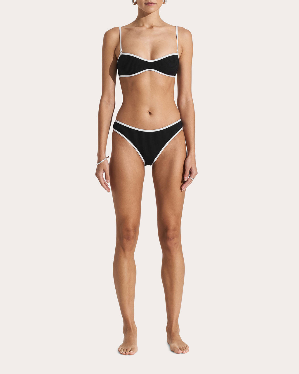 Ribbed Mid-Rise Bikini Bottoms