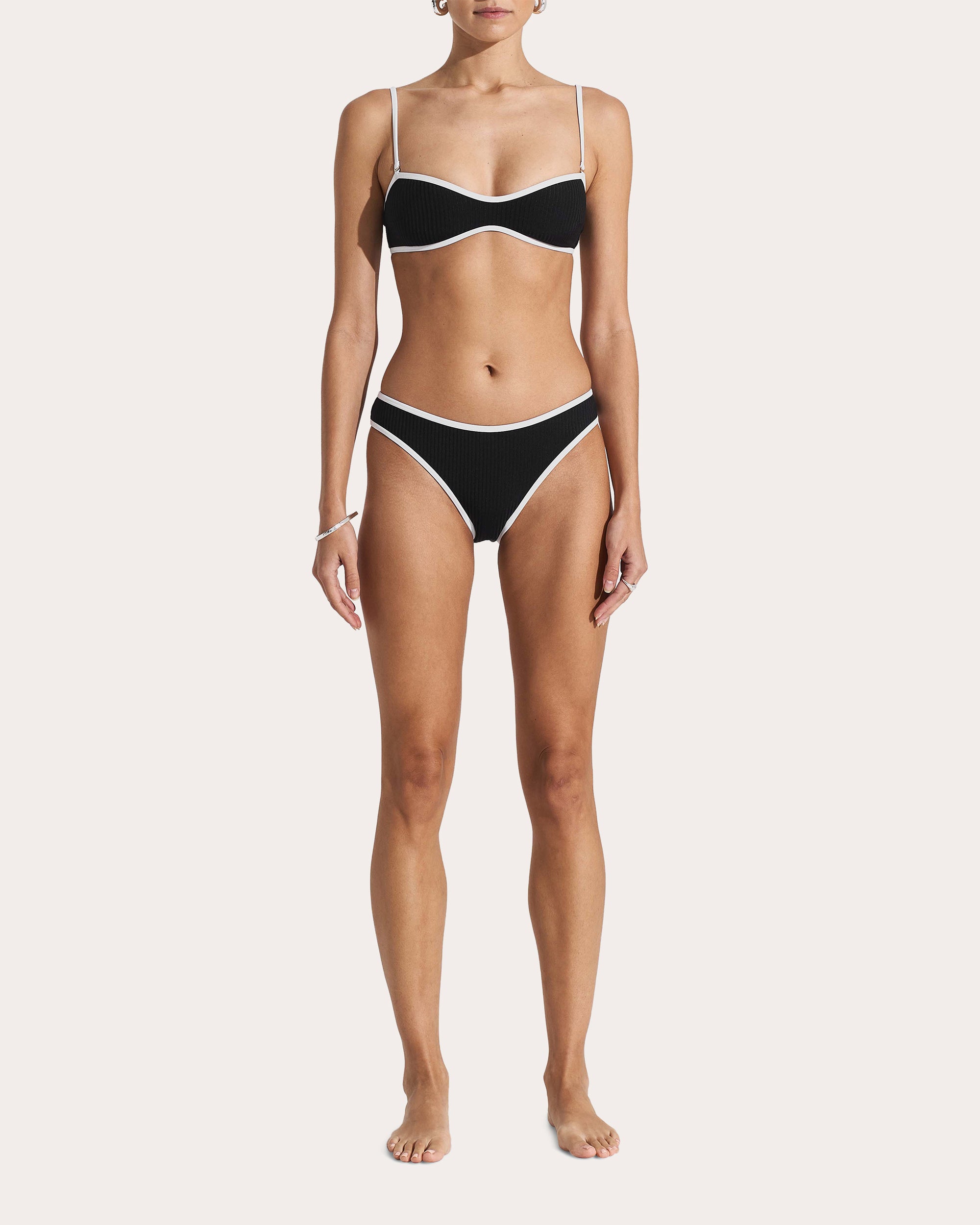 Ribbed Mid-Rise Bikini Bottoms
