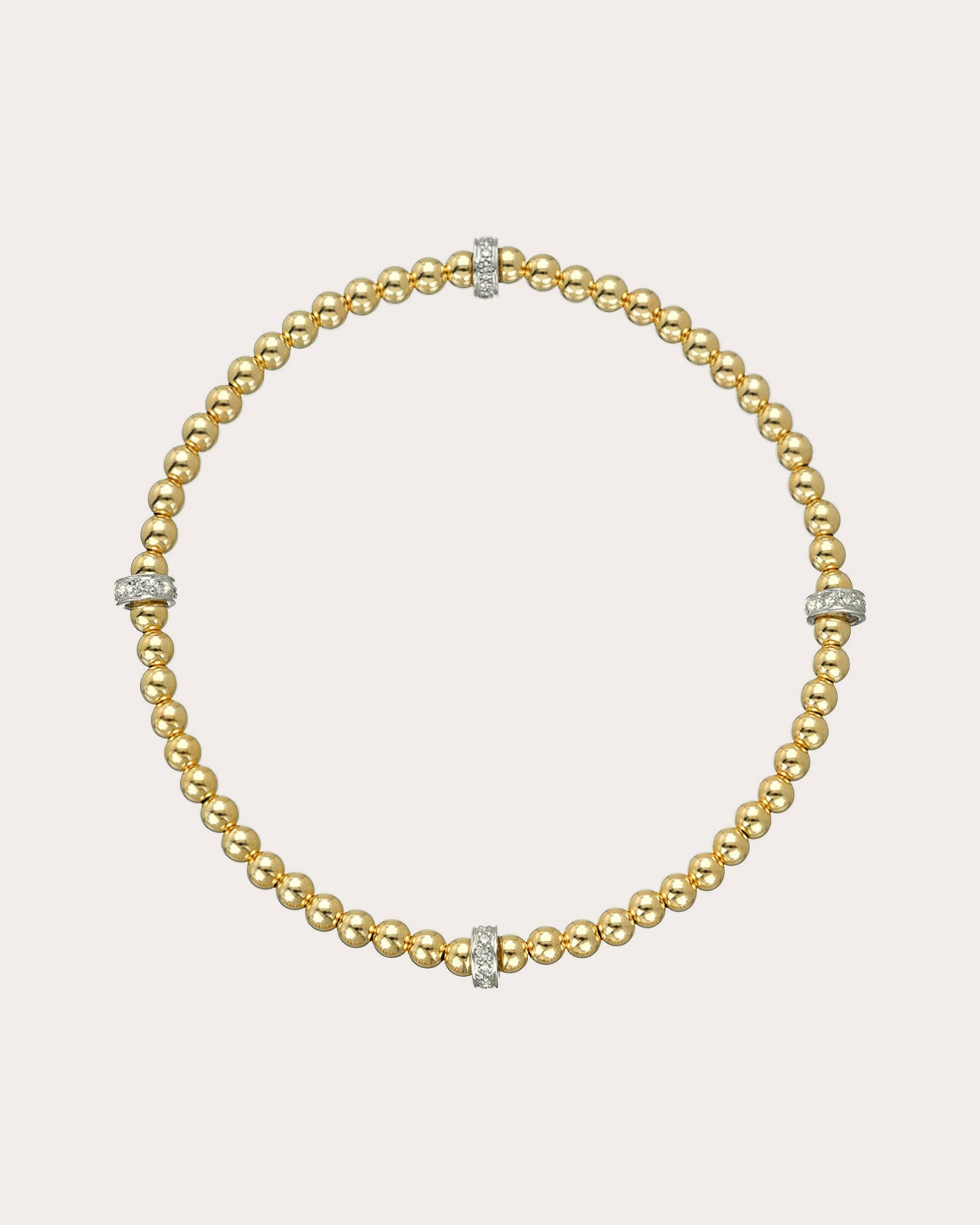 Diamond & 14k Gold Beaded Bracelet