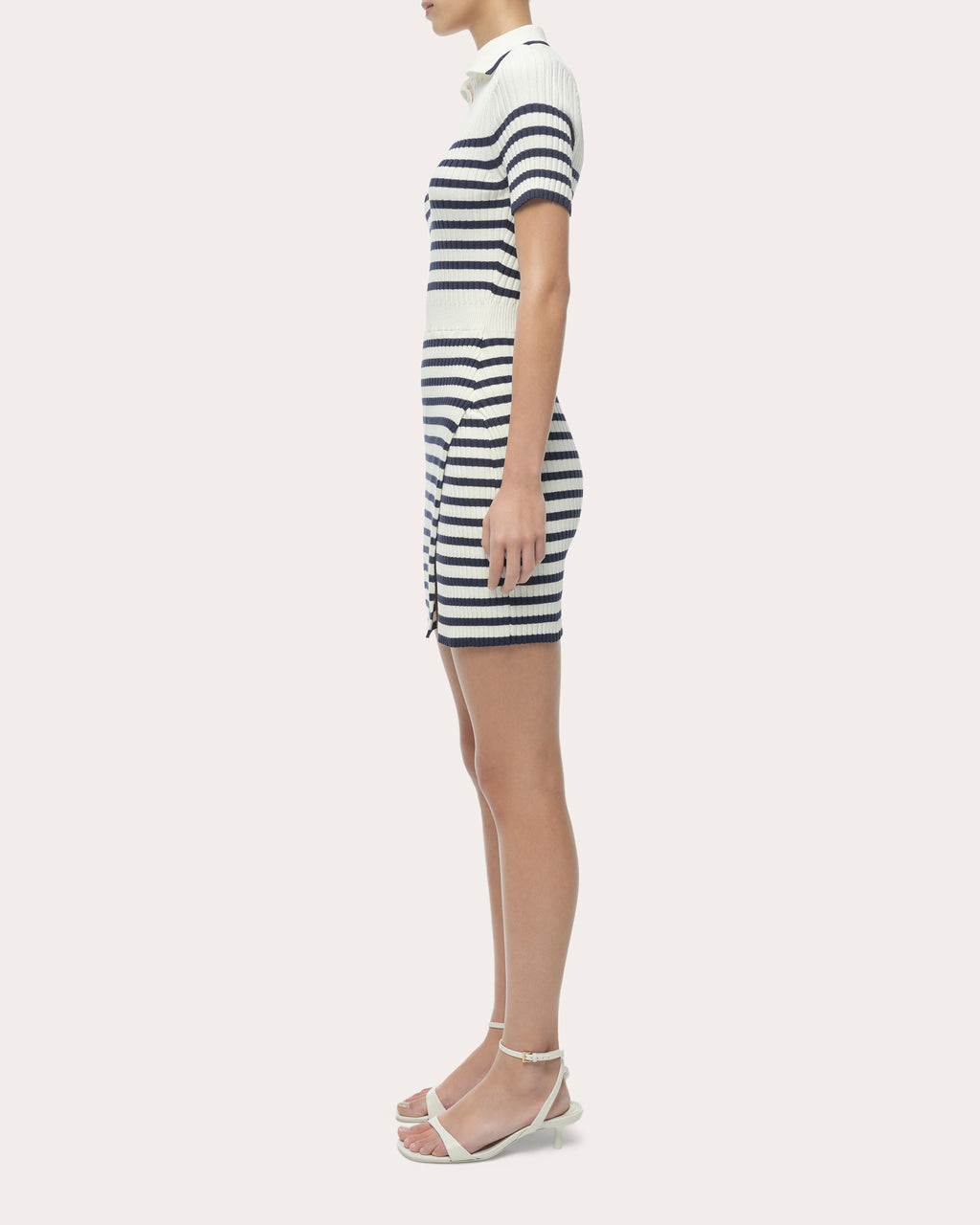Miranda Stripe Knit Polo Mini Dress